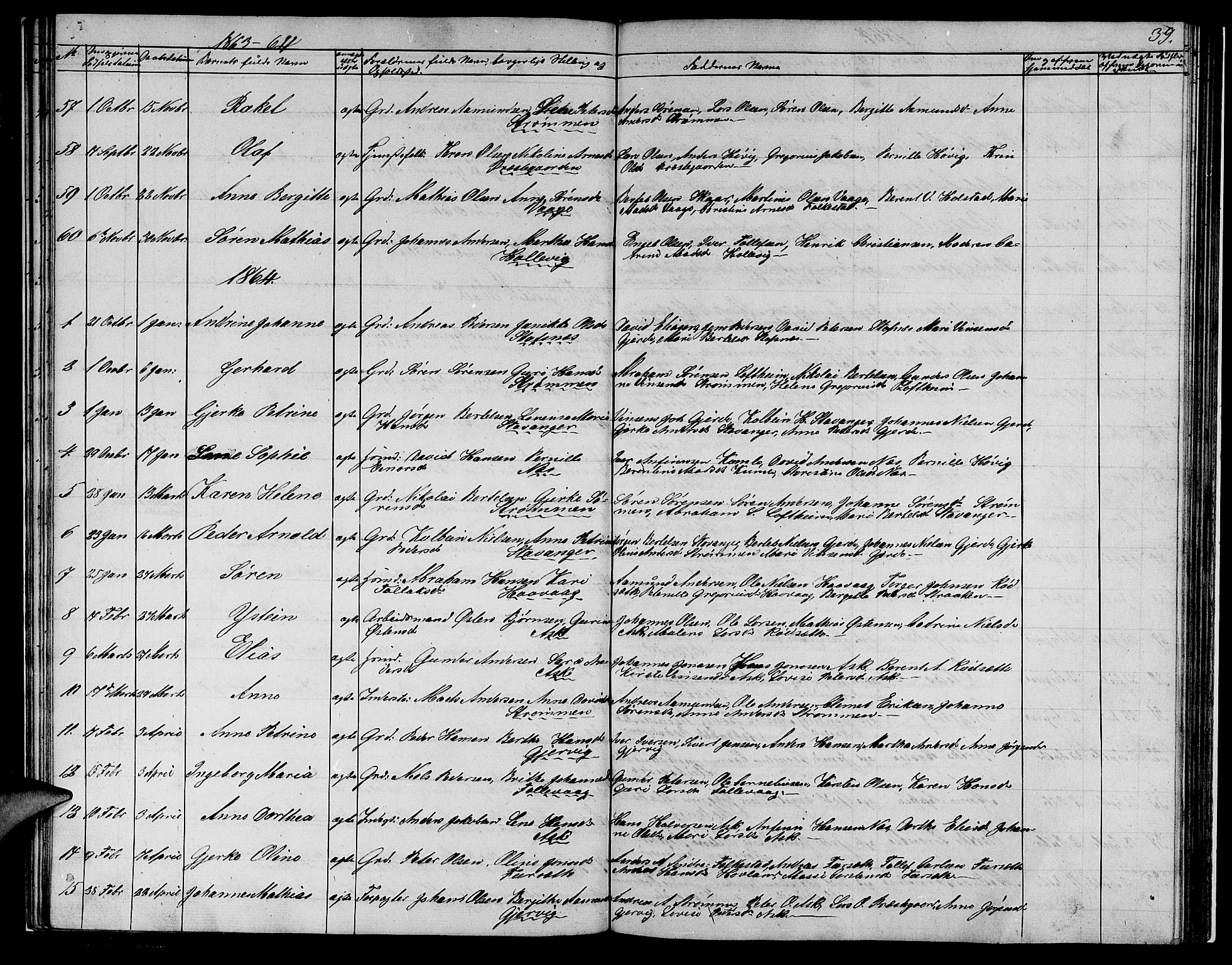 Askvoll sokneprestembete, AV/SAB-A-79501/H/Hab/Haba/L0001: Parish register (copy) no. A 1, 1853-1872, p. 39