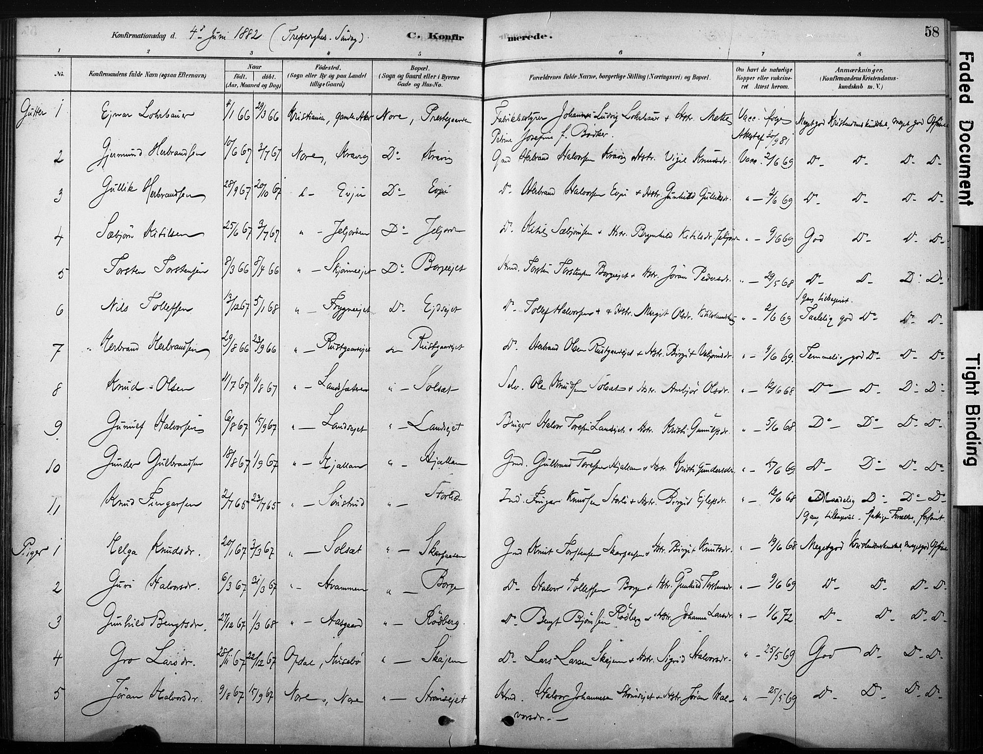 Nore kirkebøker, AV/SAKO-A-238/F/Fb/L0001: Parish register (official) no. II 1, 1878-1886, p. 58