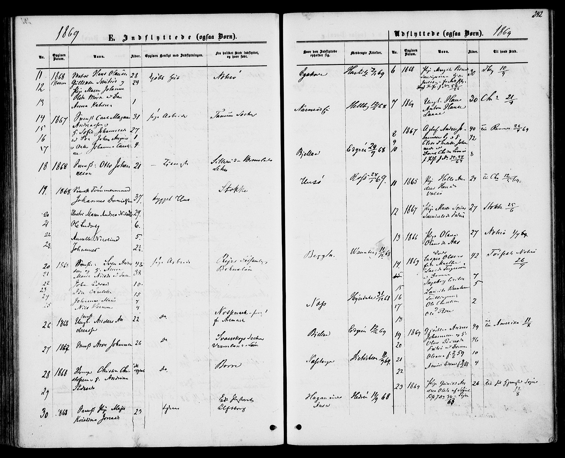 Sem kirkebøker, AV/SAKO-A-5/F/Fa/L0008: Parish register (official) no. I 8, 1866-1873, p. 242