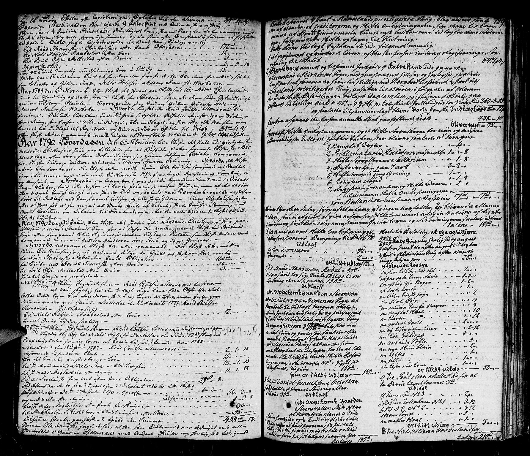 Nedenes sorenskriveri før 1824, SAK/1221-0007/H/Hc/L0040: Skifteprotokoll med register nr 27, 1788-1791, p. 728b-729a