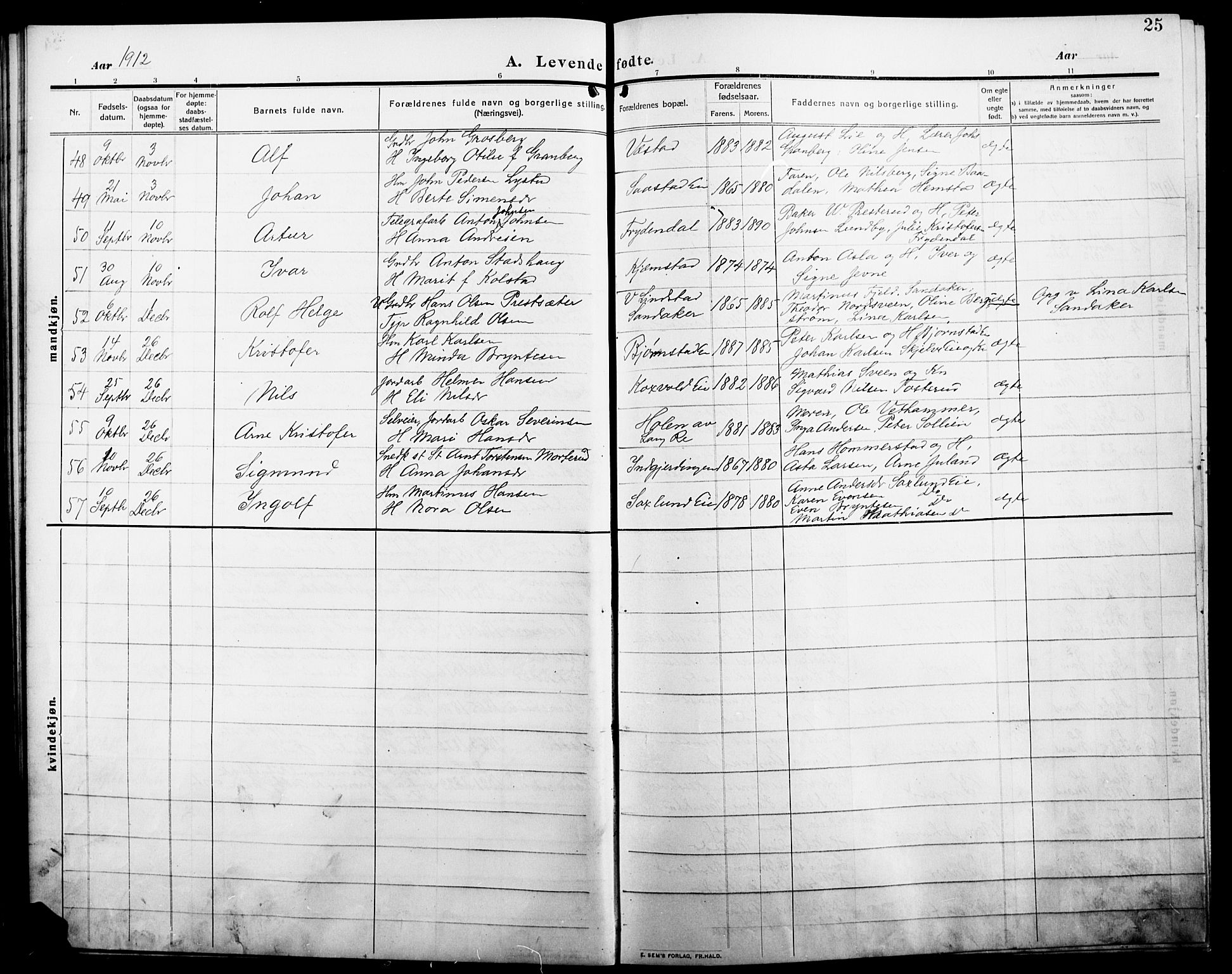 Stange prestekontor, AV/SAH-PREST-002/L/L0014: Parish register (copy) no. 14, 1909-1917, p. 25