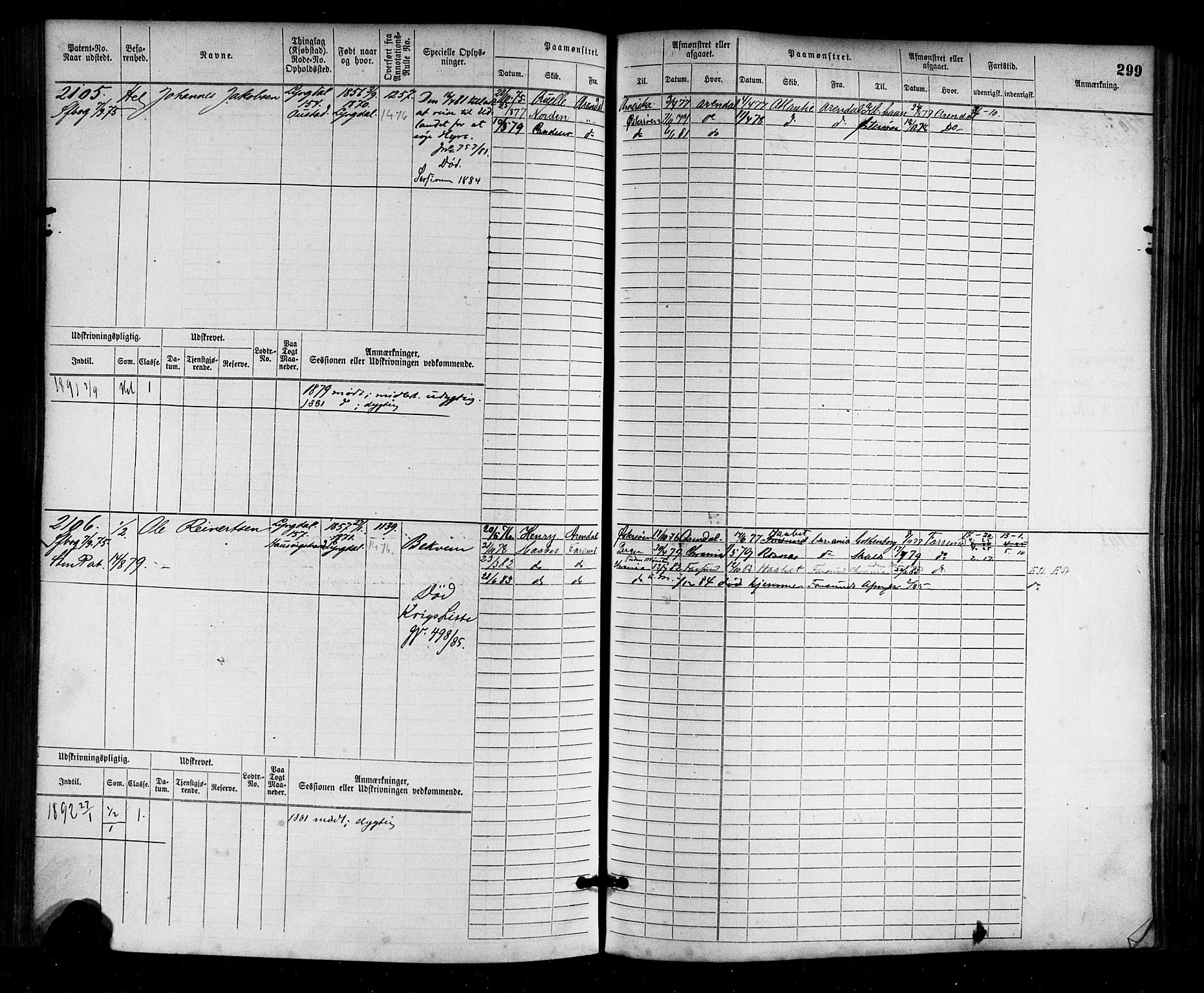 Farsund mønstringskrets, AV/SAK-2031-0017/F/Fb/L0003: Hovedrulle nr 1509-2274, M-6, 1868-1915, p. 305