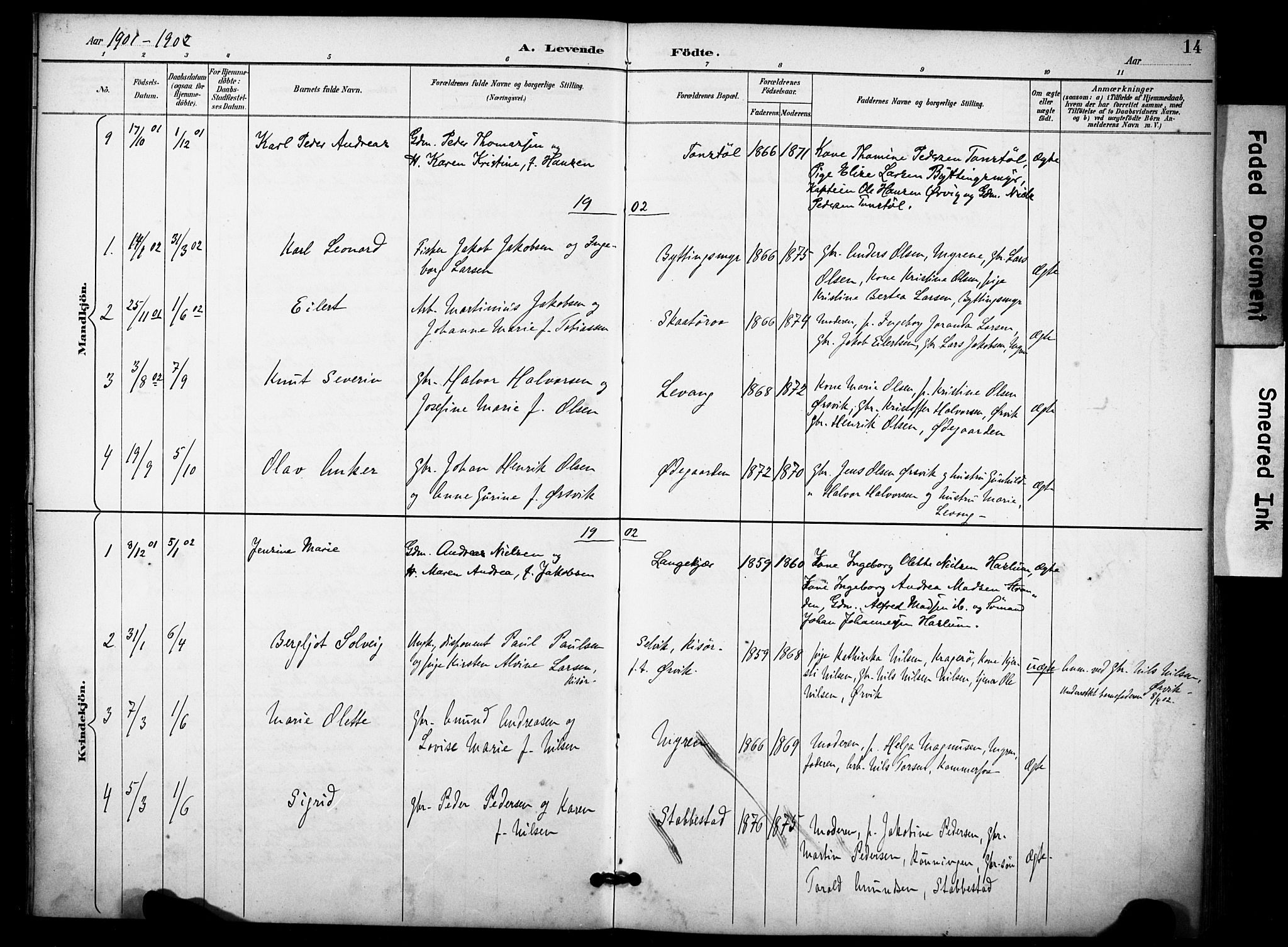 Skåtøy kirkebøker, AV/SAKO-A-304/F/Fb/L0001: Parish register (official) no. II 1, 1892-1916, p. 14