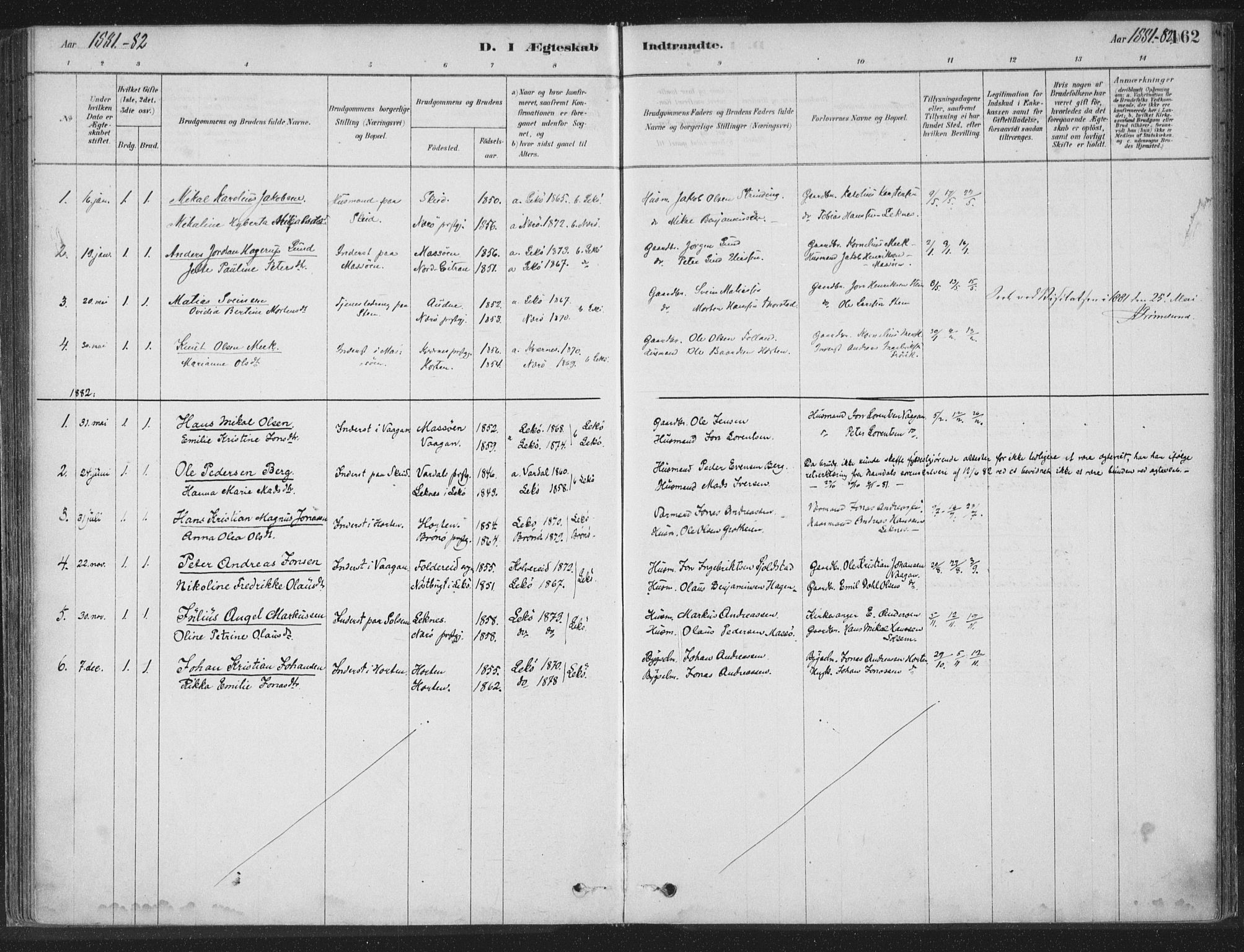 Ministerialprotokoller, klokkerbøker og fødselsregistre - Nord-Trøndelag, SAT/A-1458/788/L0697: Parish register (official) no. 788A04, 1878-1902, p. 162