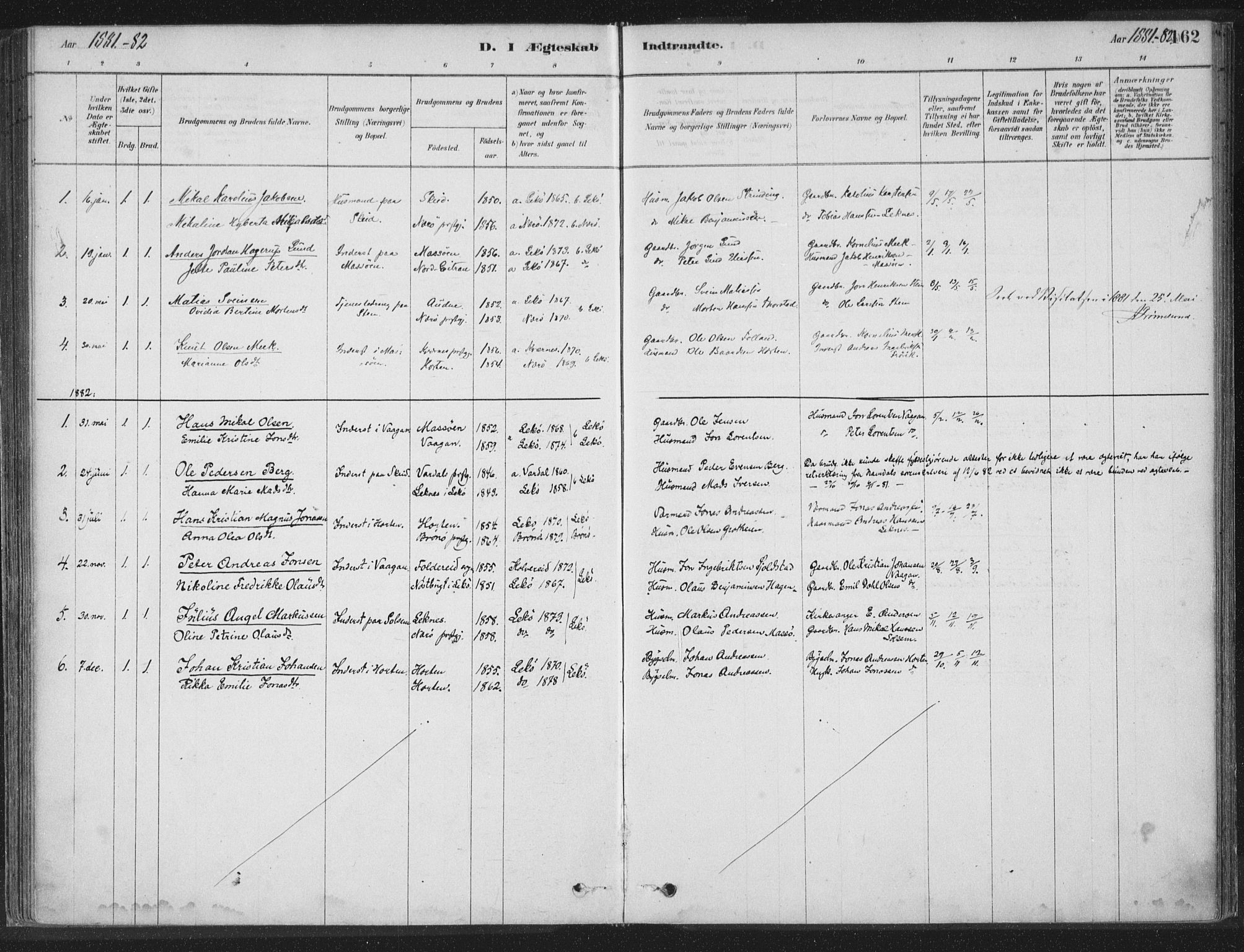 Ministerialprotokoller, klokkerbøker og fødselsregistre - Nord-Trøndelag, AV/SAT-A-1458/788/L0697: Parish register (official) no. 788A04, 1878-1902, p. 162