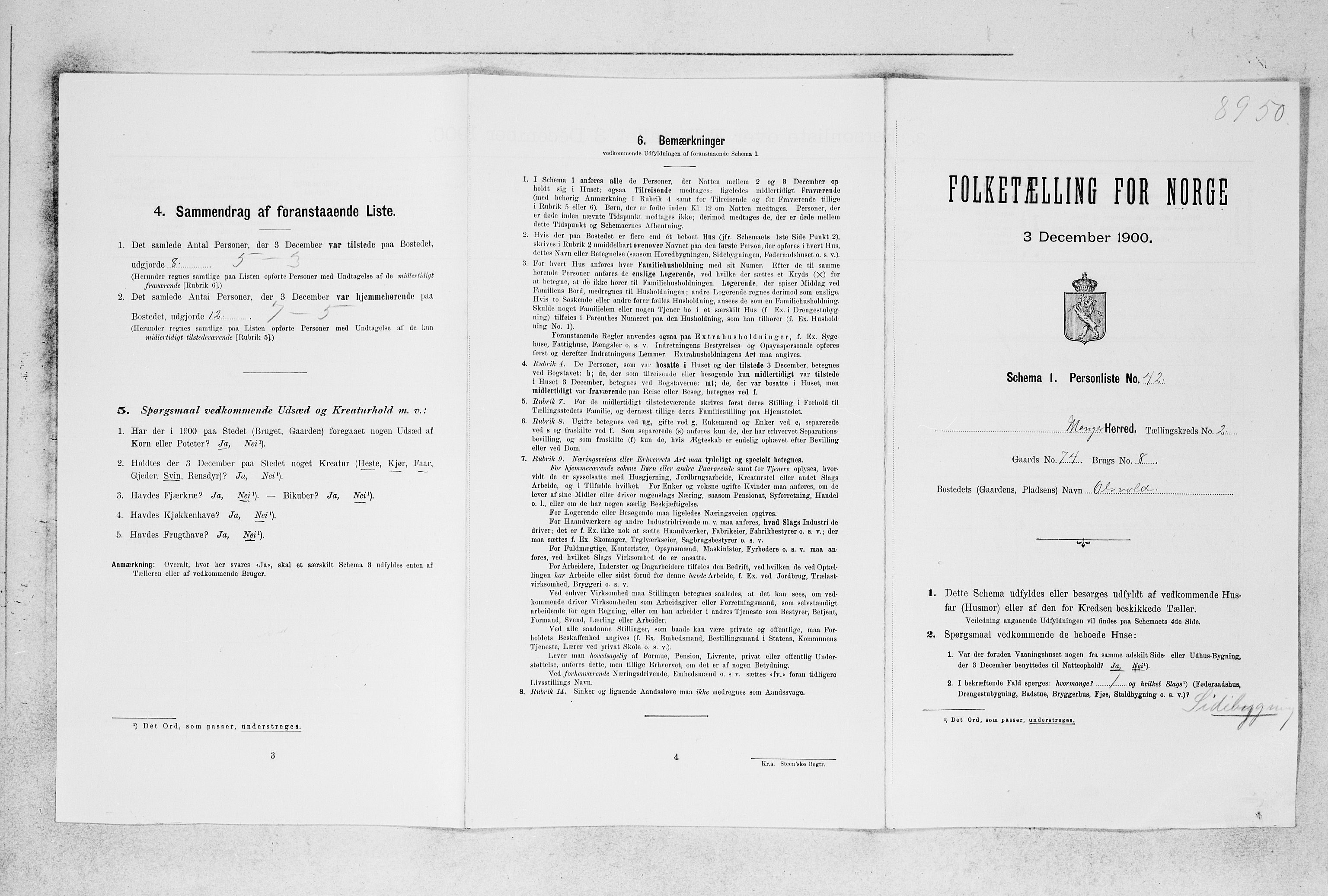 SAB, 1900 census for Manger, 1900, p. 362