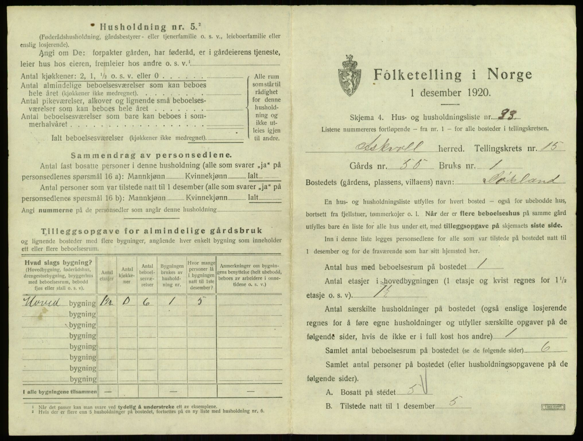 SAB, 1920 census for Askvoll, 1920, p. 832