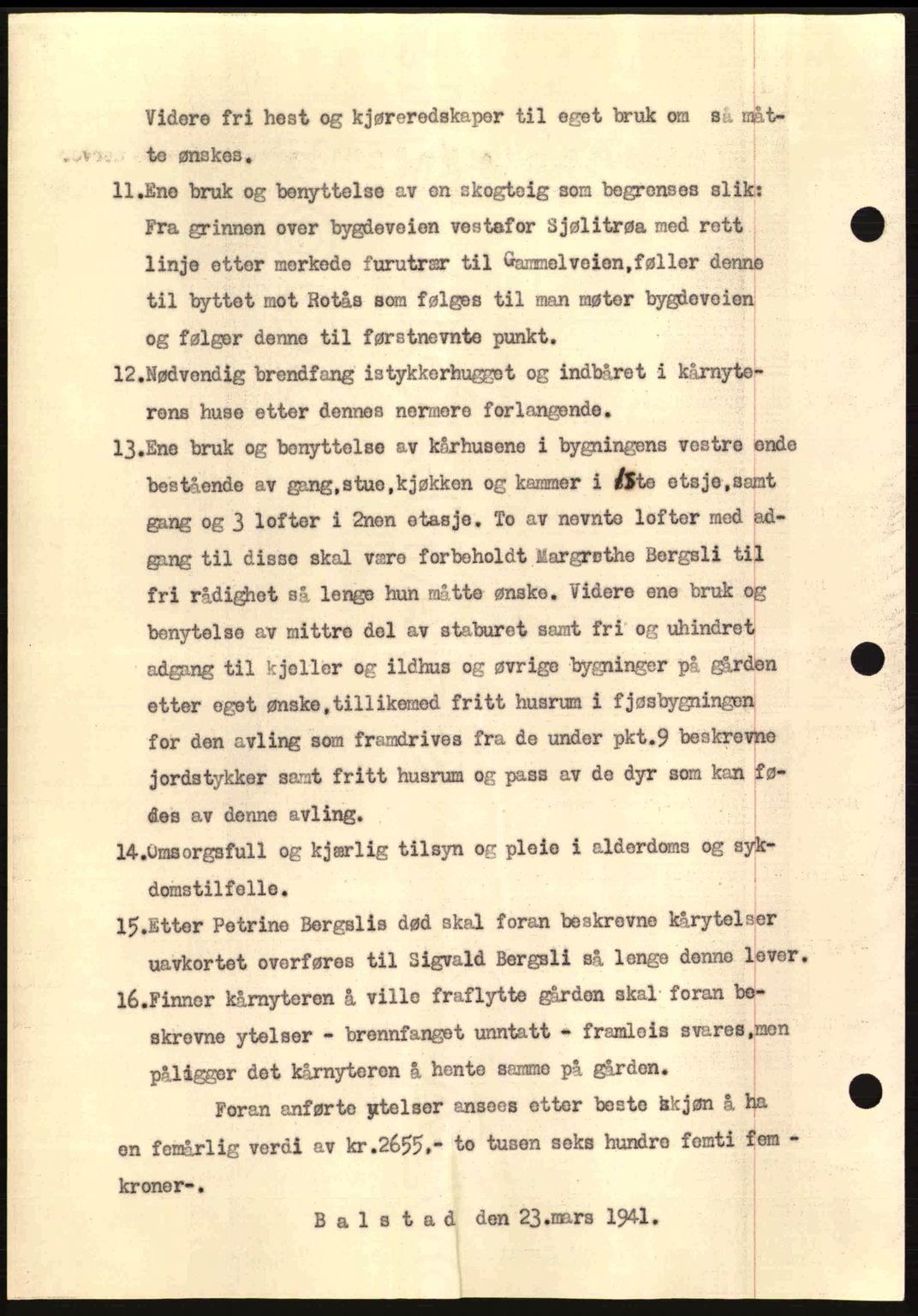 Nordmøre sorenskriveri, AV/SAT-A-4132/1/2/2Ca: Mortgage book no. B87, 1940-1941, Diary no: : 599/1941