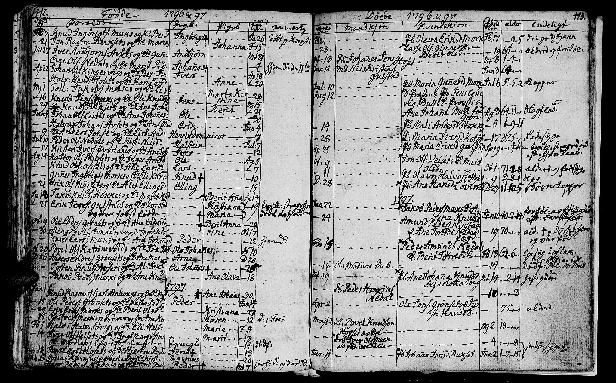Ministerialprotokoller, klokkerbøker og fødselsregistre - Møre og Romsdal, SAT/A-1454/568/L0799: Parish register (official) no. 568A08, 1780-1819, p. 442-443