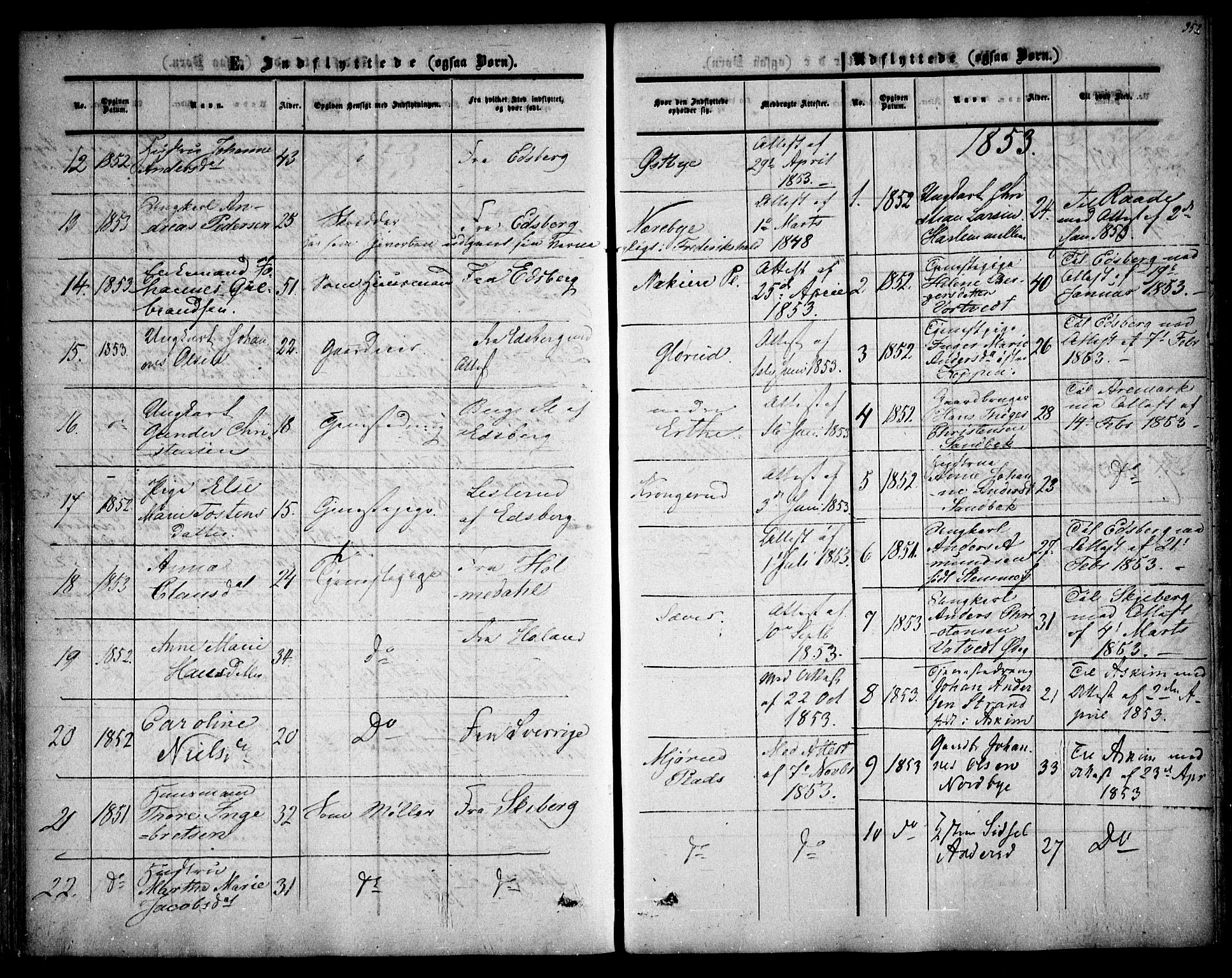 Rakkestad prestekontor Kirkebøker, AV/SAO-A-2008/F/Fa/L0009: Parish register (official) no. I 9, 1850-1856, p. 352