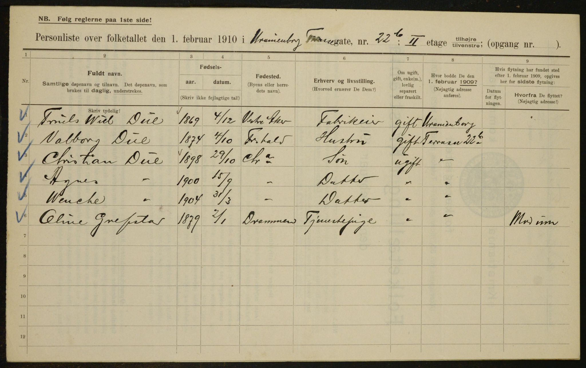 OBA, Municipal Census 1910 for Kristiania, 1910, p. 114078