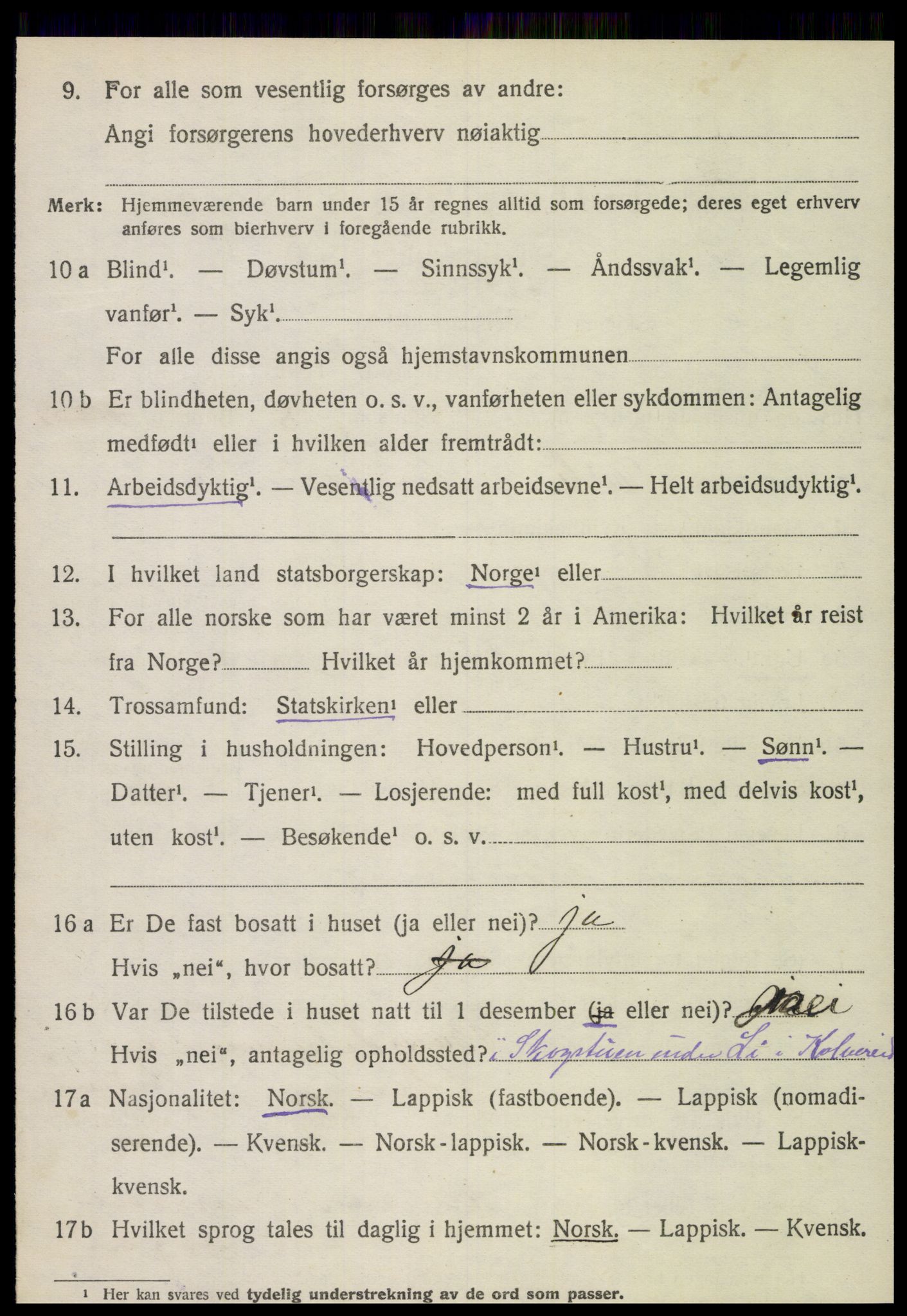 SAT, 1920 census for Foldereid, 1920, p. 1181