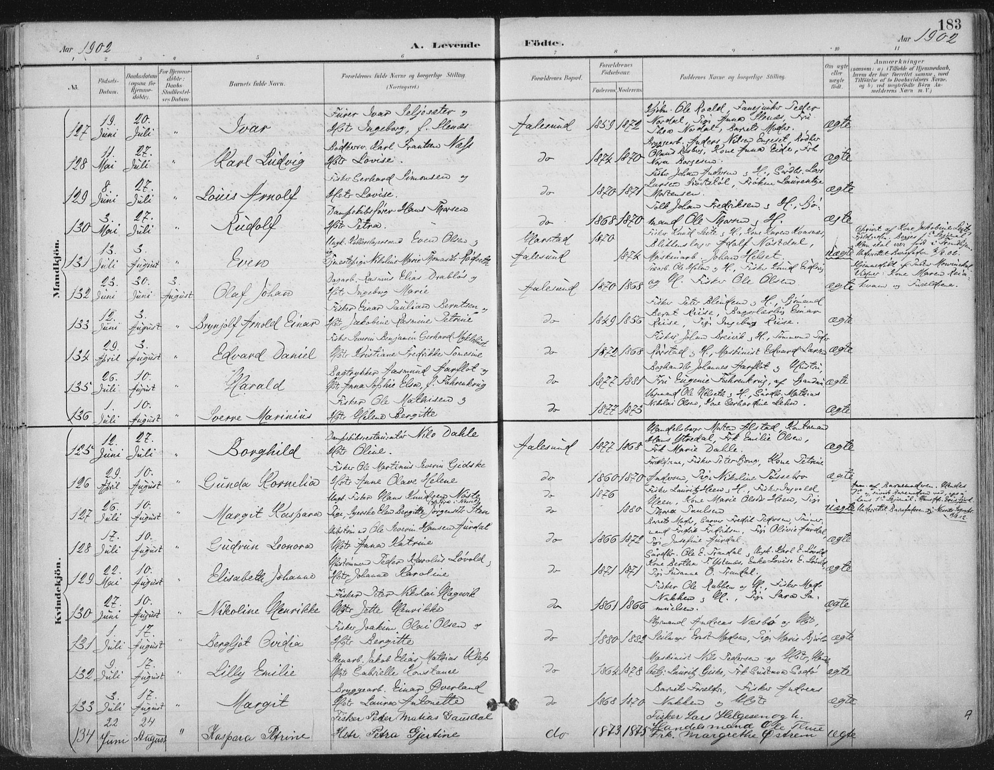 Ministerialprotokoller, klokkerbøker og fødselsregistre - Møre og Romsdal, AV/SAT-A-1454/529/L0456: Parish register (official) no. 529A06, 1894-1906, p. 183