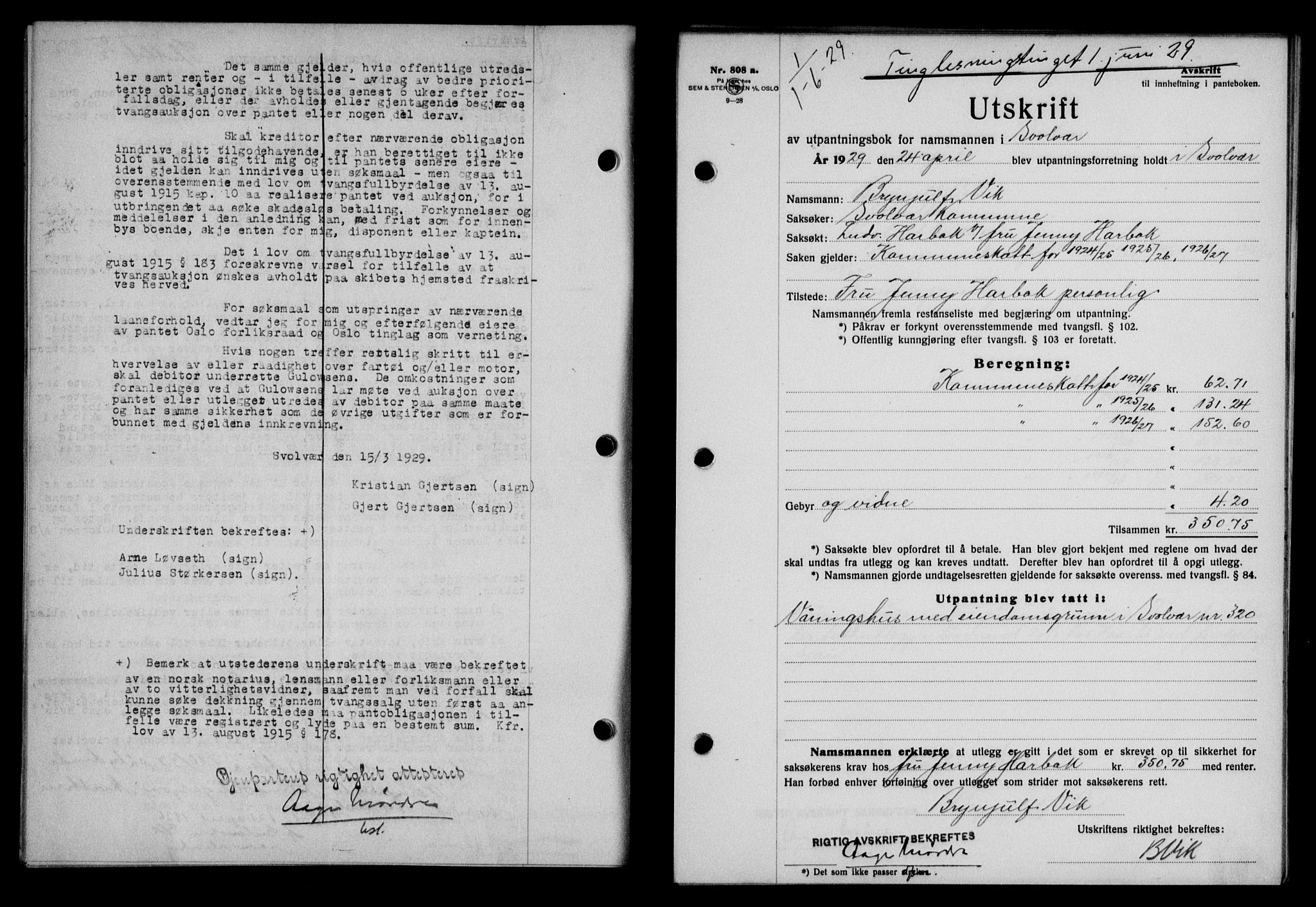 Lofoten sorenskriveri, SAT/A-0017/1/2/2C/L0019b: Mortgage book no. 19b, 1929-1929, Deed date: 01.06.1929