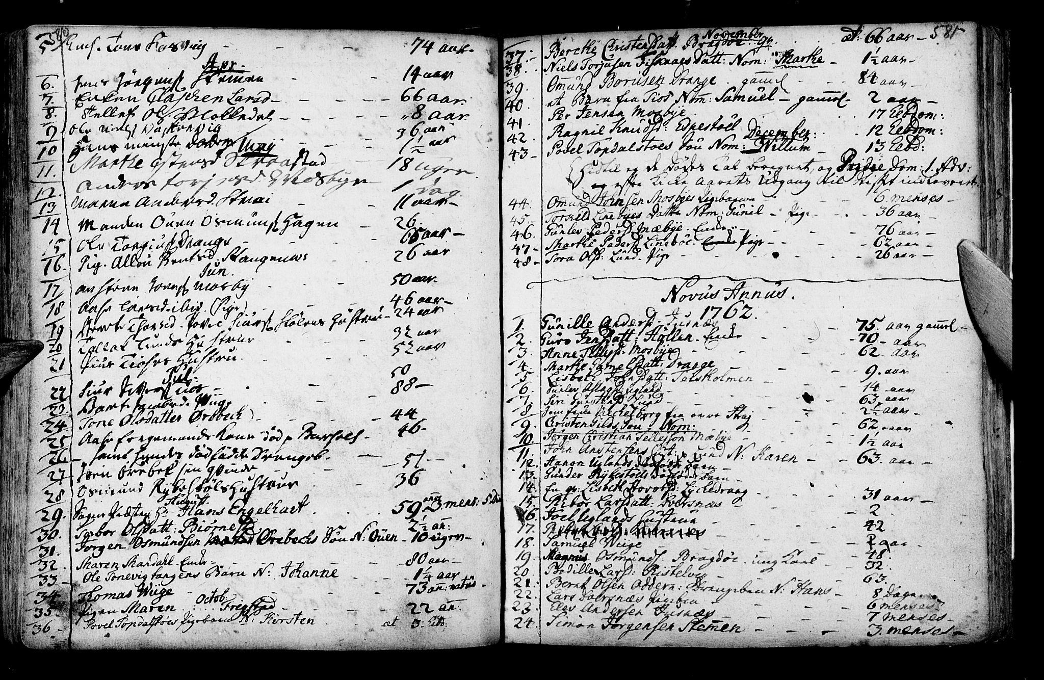 Oddernes sokneprestkontor, AV/SAK-1111-0033/F/Fa/Faa/L0002: Parish register (official) no. A 2, 1719-1764, p. 580-581