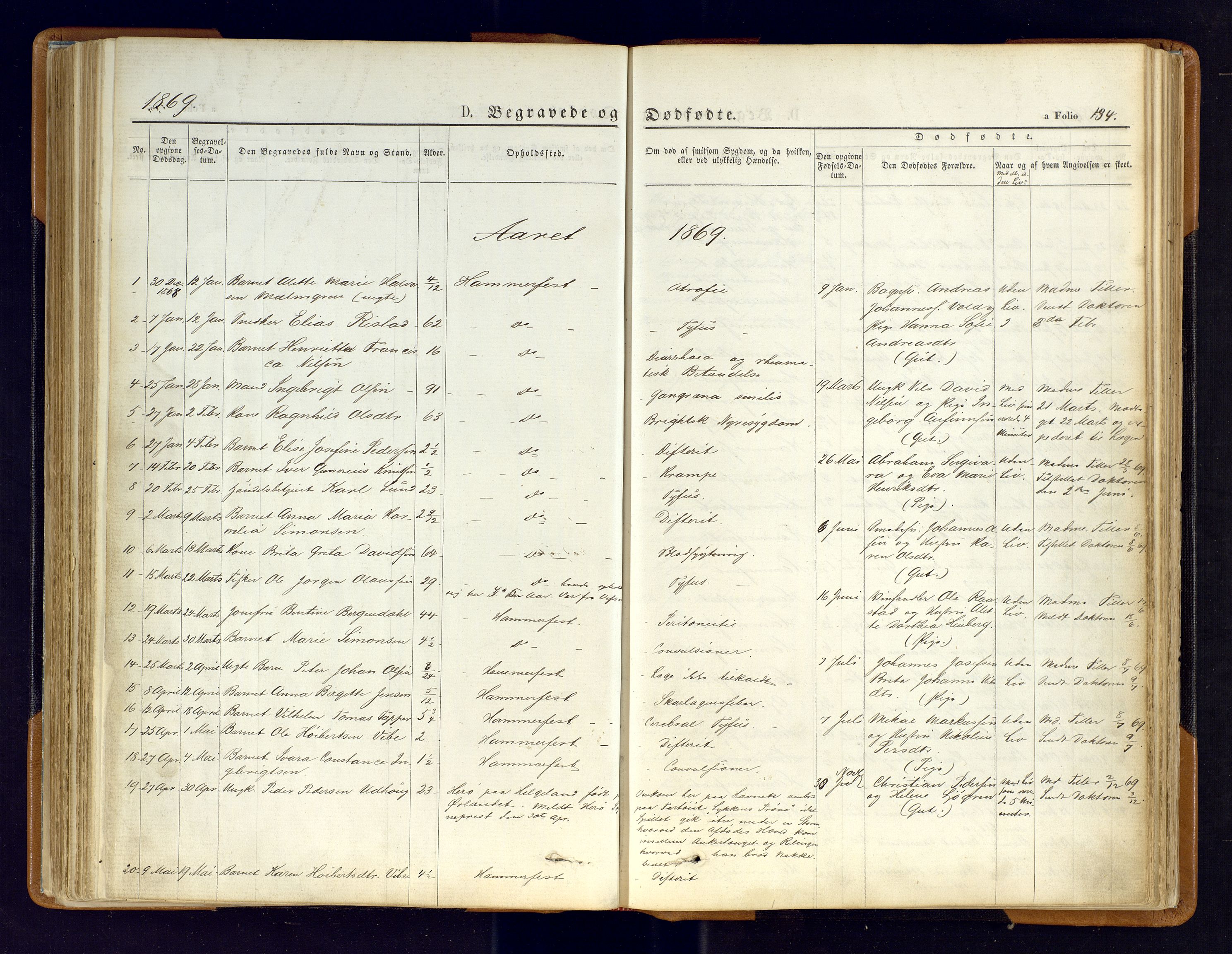 Hammerfest sokneprestkontor, SATØ/S-1347/H/Ha/L0006.kirke: Parish register (official) no. 6, 1869-1877, p. 134