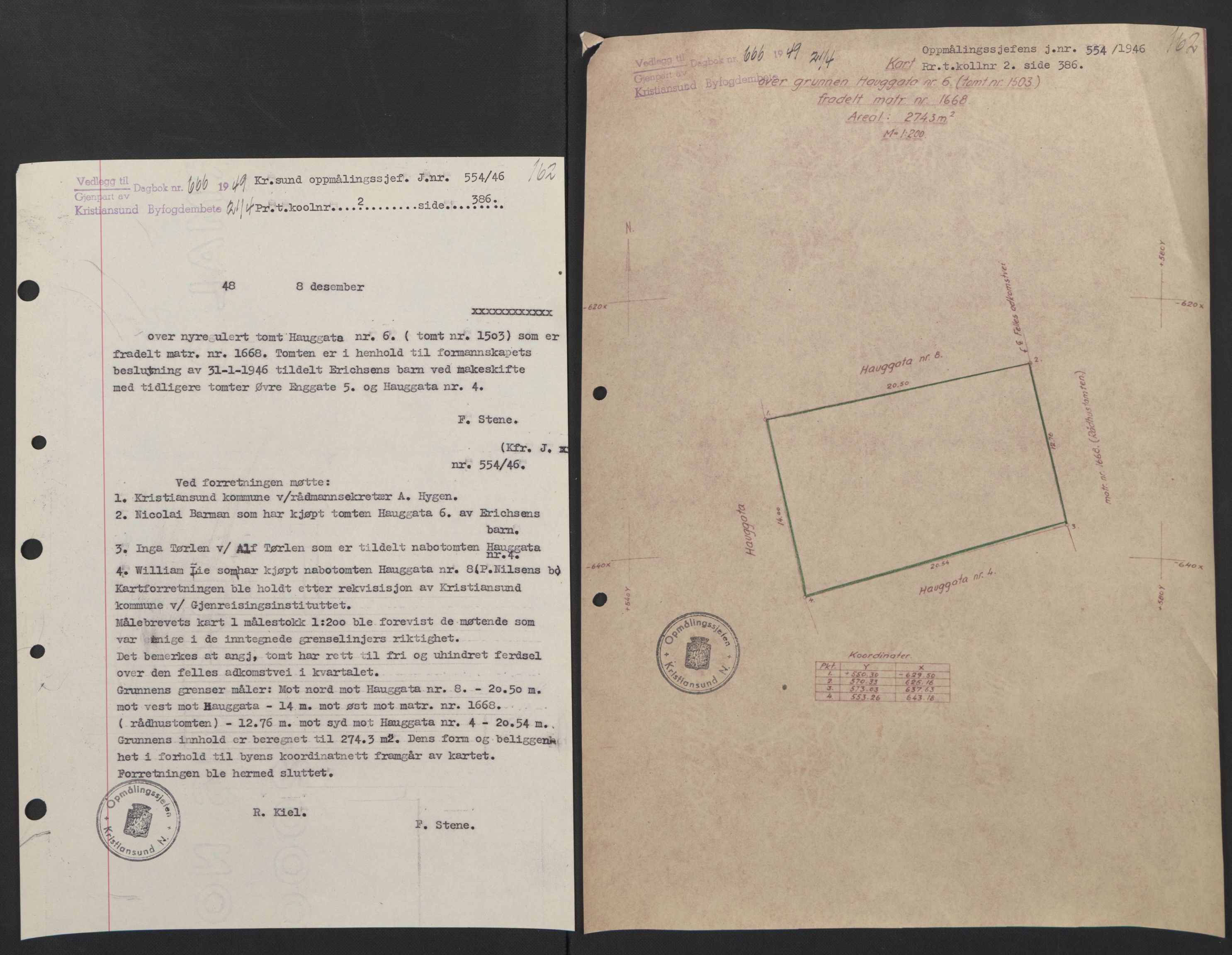 Kristiansund byfogd, AV/SAT-A-4587/A/27: Mortgage book no. 42, 1947-1950, Diary no: : 666/1949