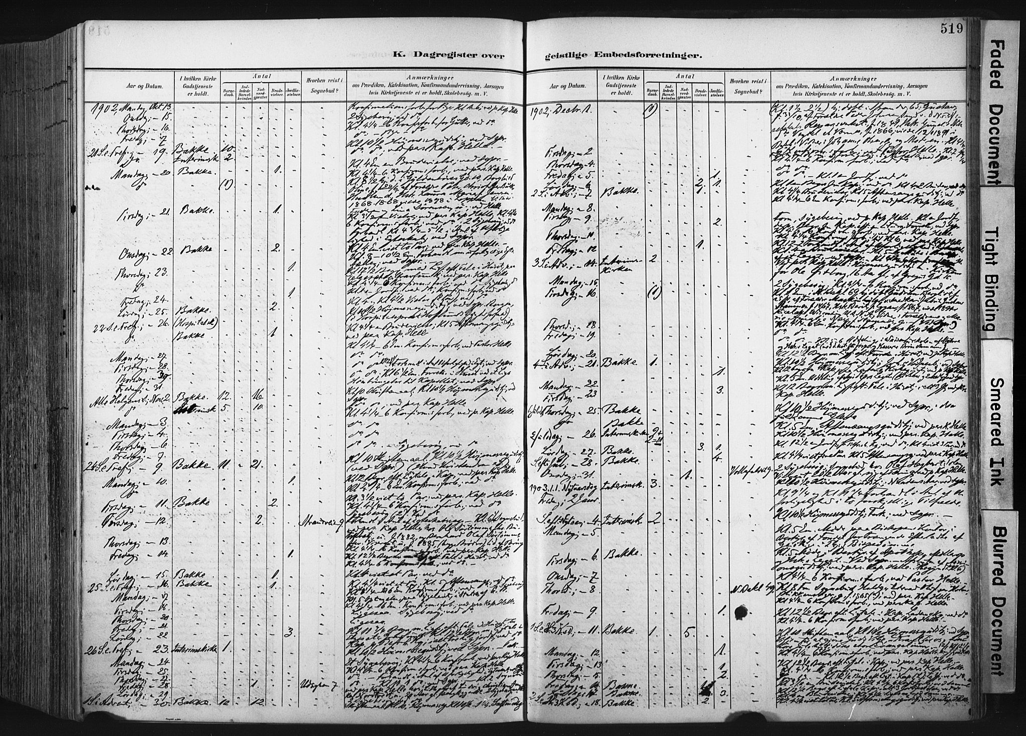 Ministerialprotokoller, klokkerbøker og fødselsregistre - Sør-Trøndelag, AV/SAT-A-1456/604/L0201: Parish register (official) no. 604A21, 1901-1911, p. 519