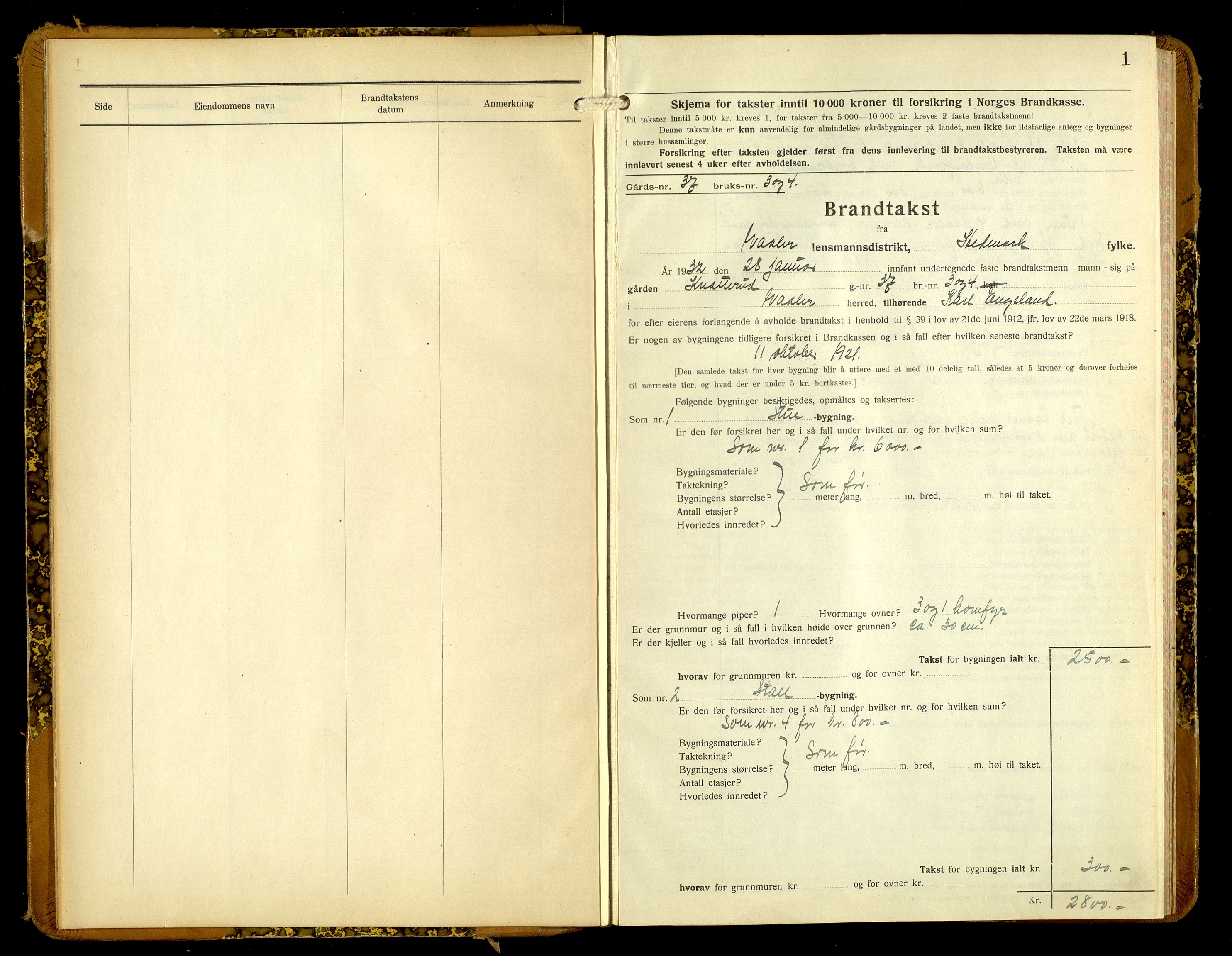 Norges Brannkasse, Våler, Hedmark, AV/SAH-NBRANV-019/F/L0024: Branntakstprotokoll, 1932-1934