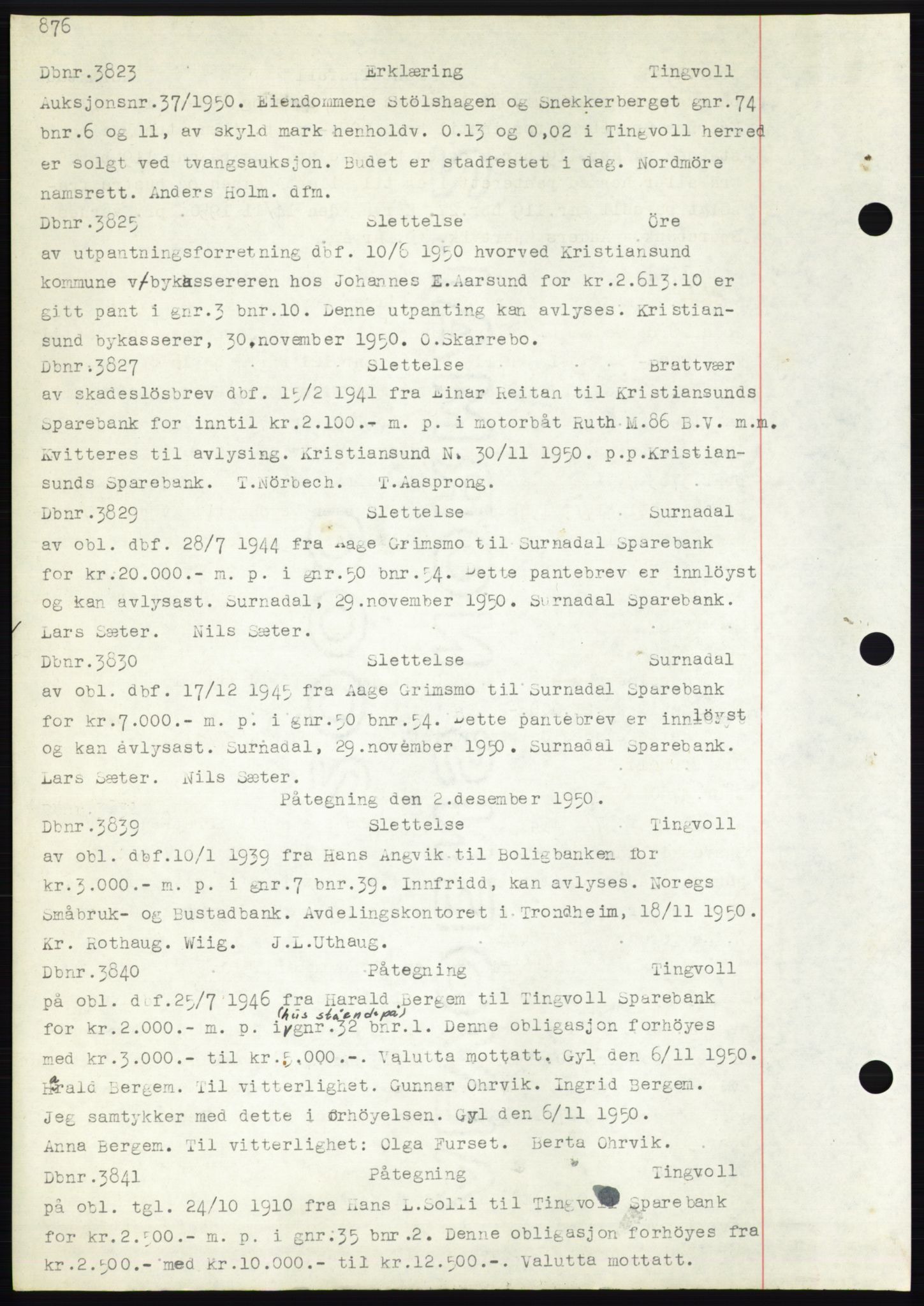 Nordmøre sorenskriveri, SAT/A-4132/1/2/2Ca: Mortgage book no. C82b, 1946-1951, Diary no: : 3823/1950