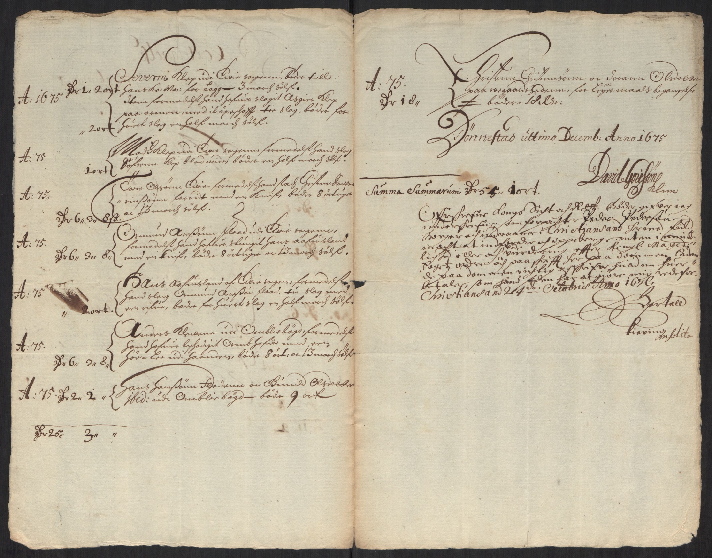 Rentekammeret inntil 1814, Reviderte regnskaper, Byregnskaper, AV/RA-EA-4066/R/Rm/L0284: [M17] Sikt og sakefall, 1658-1680, p. 322