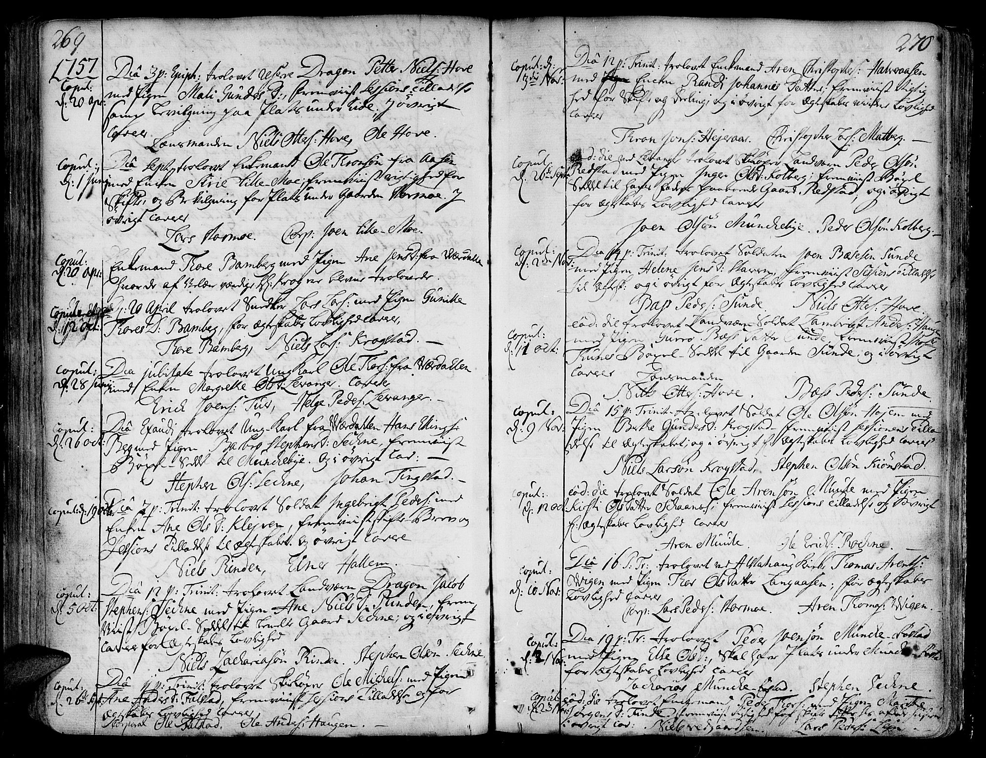 Ministerialprotokoller, klokkerbøker og fødselsregistre - Nord-Trøndelag, SAT/A-1458/717/L0141: Parish register (official) no. 717A01, 1747-1803, p. 269-270