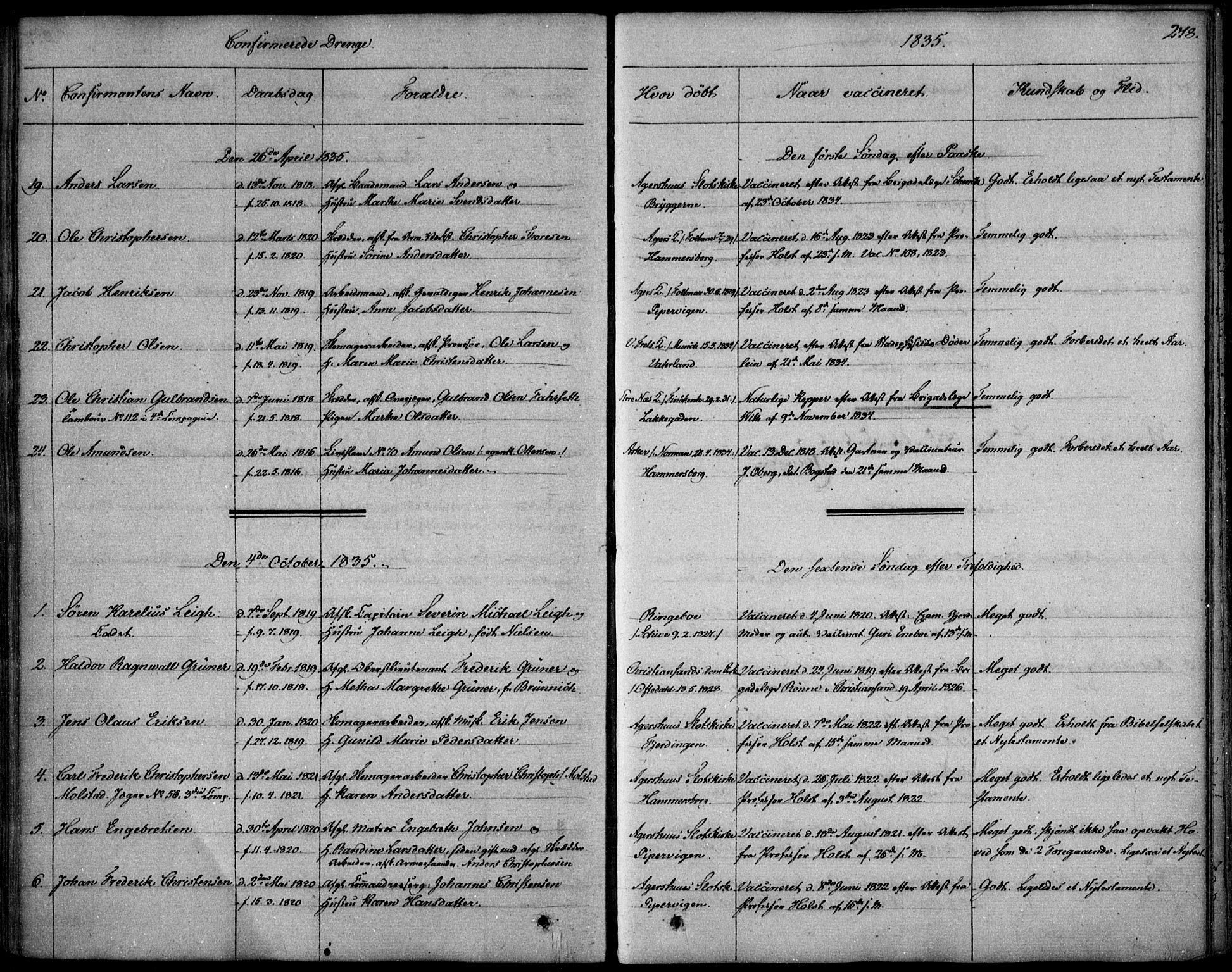 Garnisonsmenigheten Kirkebøker, SAO/A-10846/F/Fa/L0006: Parish register (official) no. 6, 1828-1841, p. 278