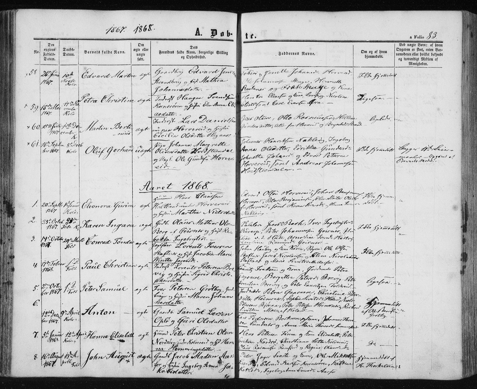 Ministerialprotokoller, klokkerbøker og fødselsregistre - Nord-Trøndelag, SAT/A-1458/780/L0641: Parish register (official) no. 780A06, 1857-1874, p. 83