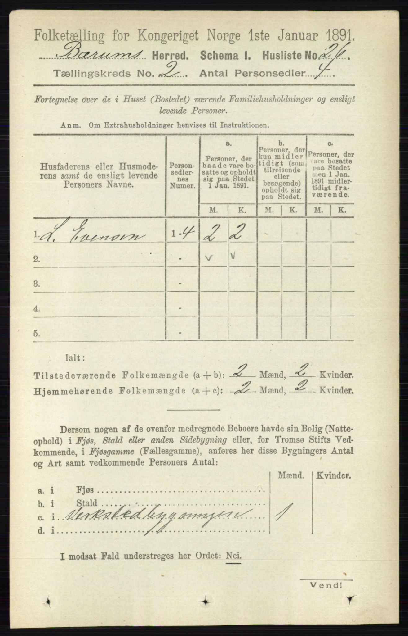 RA, 1891 census for 0219 Bærum, 1891, p. 981