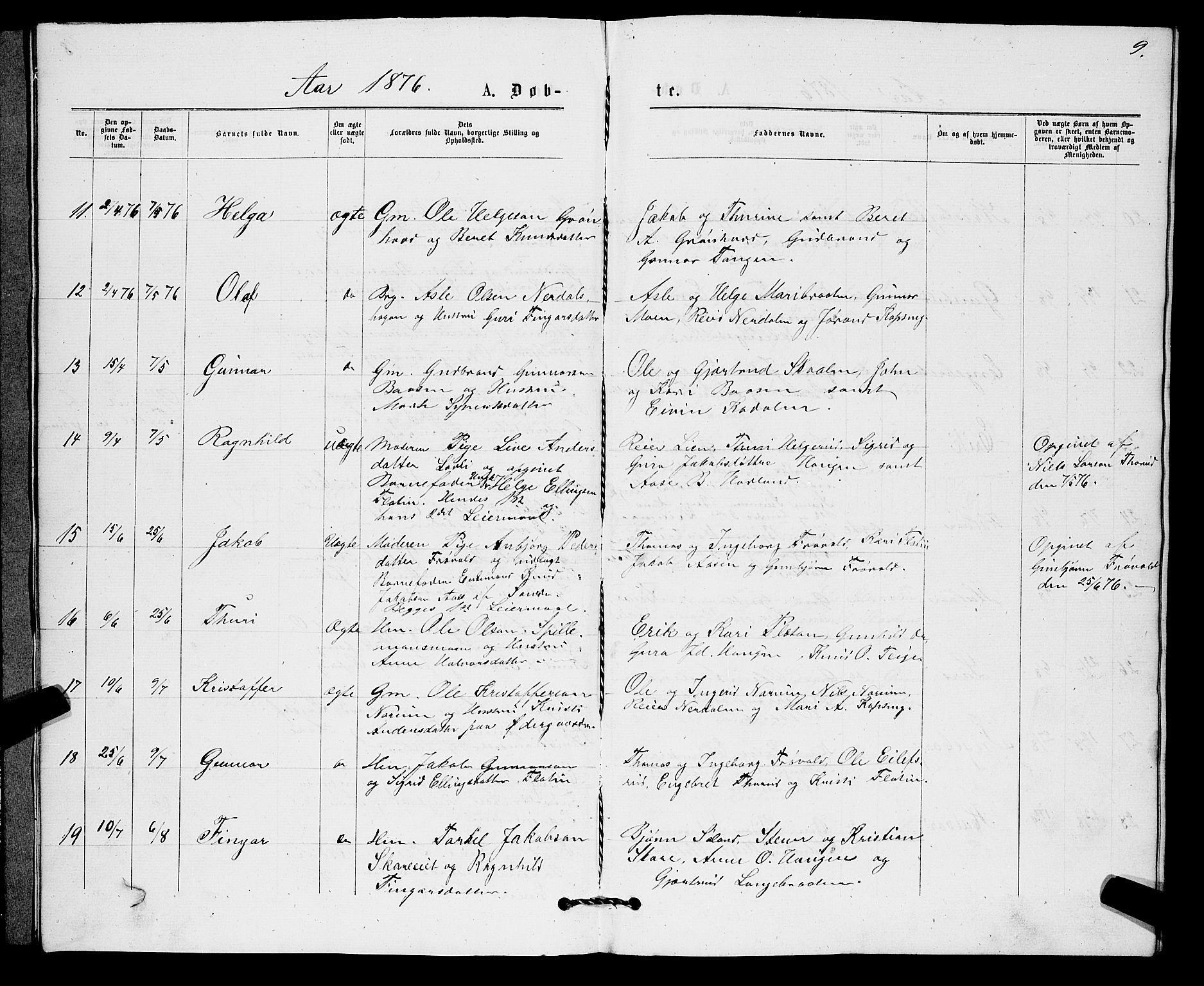 Sigdal kirkebøker, AV/SAKO-A-245/G/Gb/L0002: Parish register (copy) no. II 2, 1875-1900, p. 9