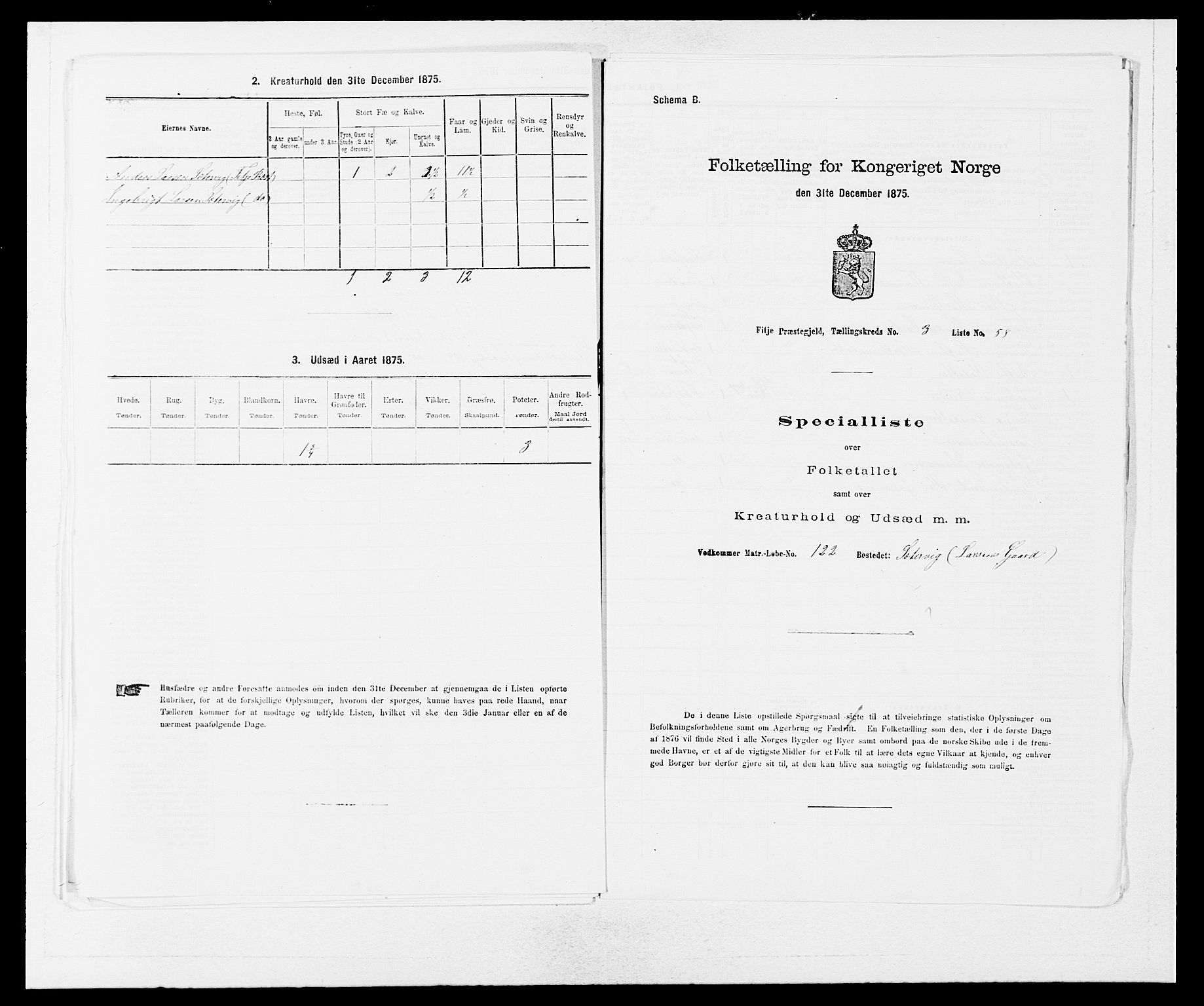 SAB, 1875 census for 1222P Fitjar, 1875, p. 439