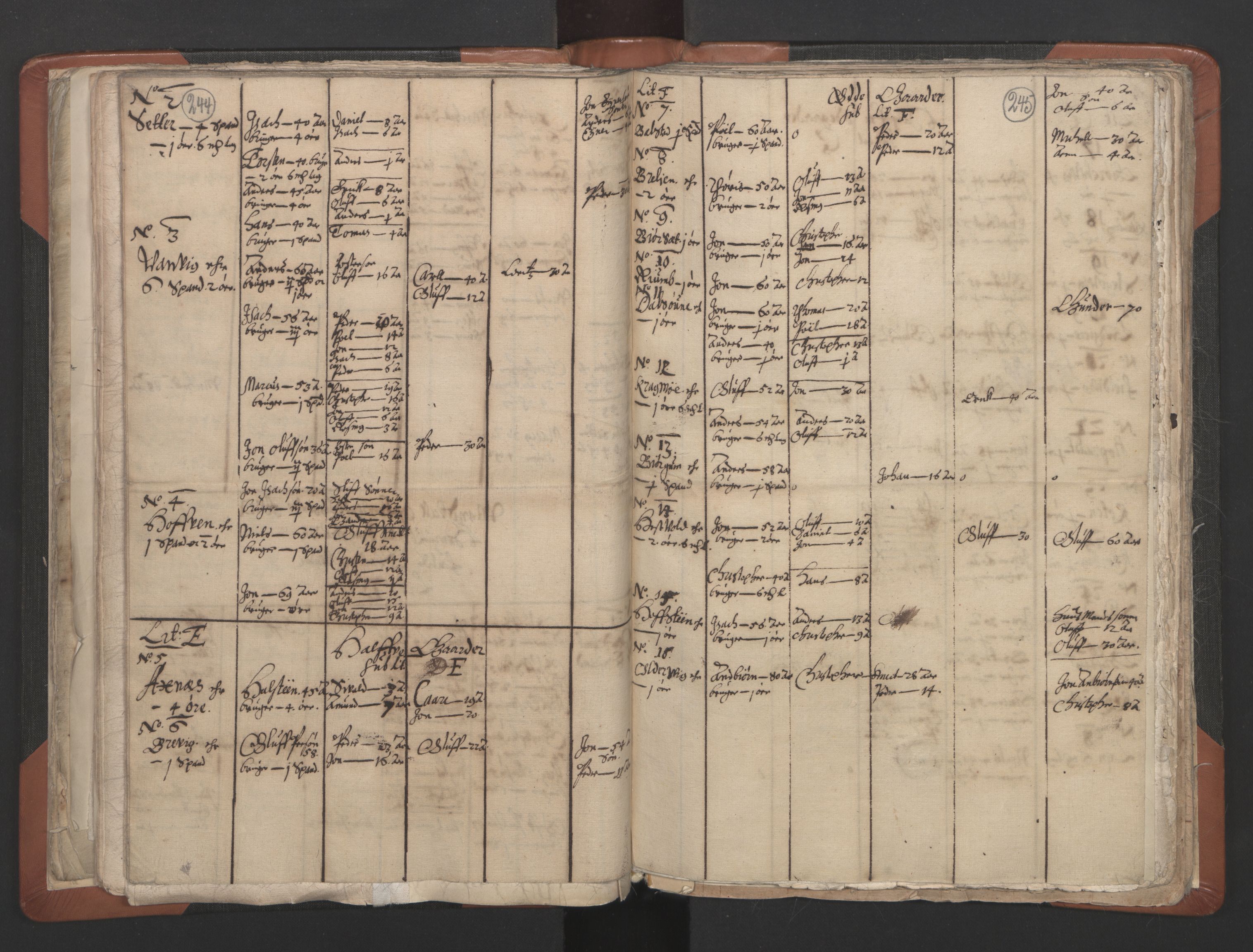RA, Vicar's Census 1664-1666, no. 32: Innherad deanery, 1664-1666, p. 244-245