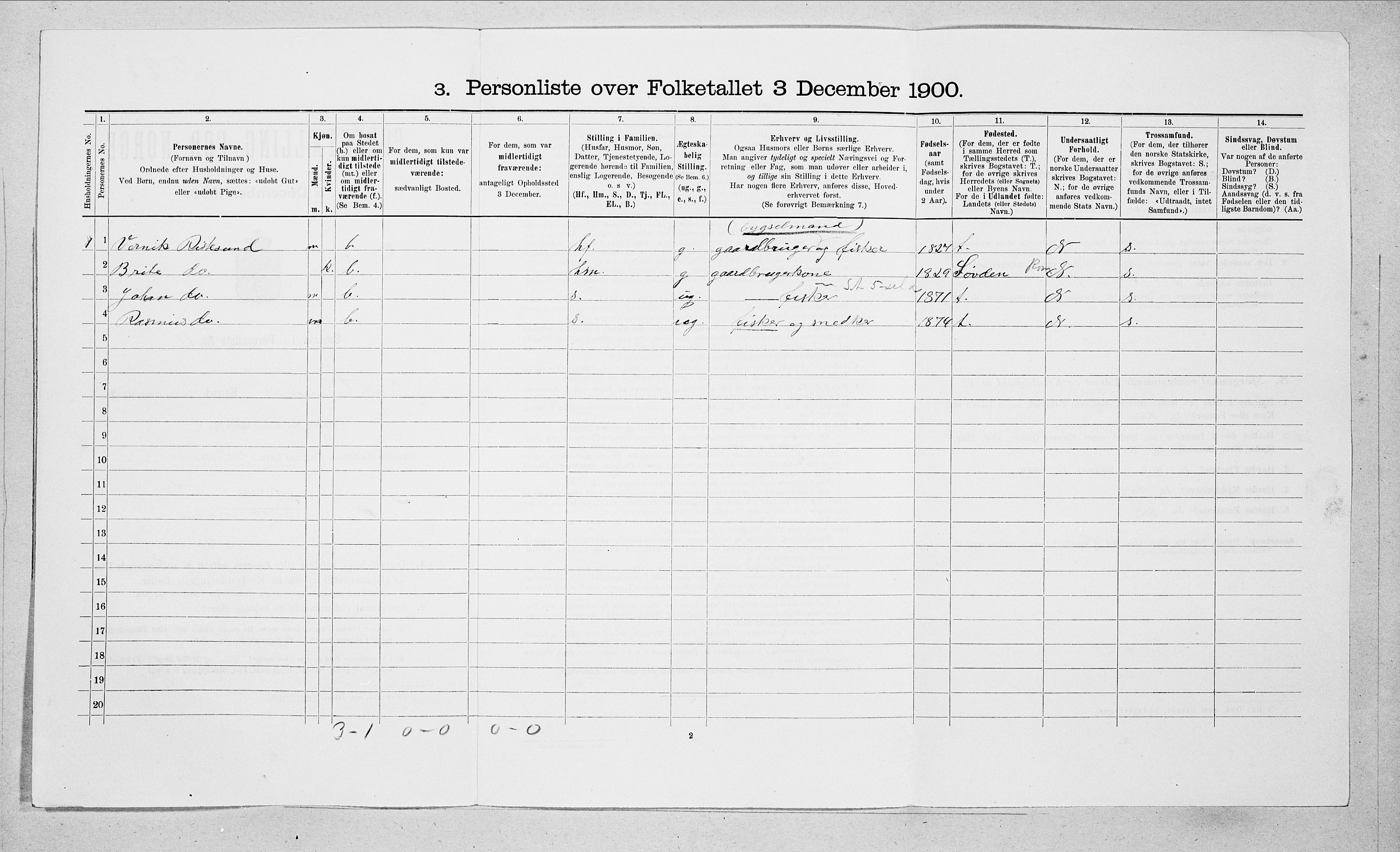 SAT, 1900 census for Sande, 1900, p. 540