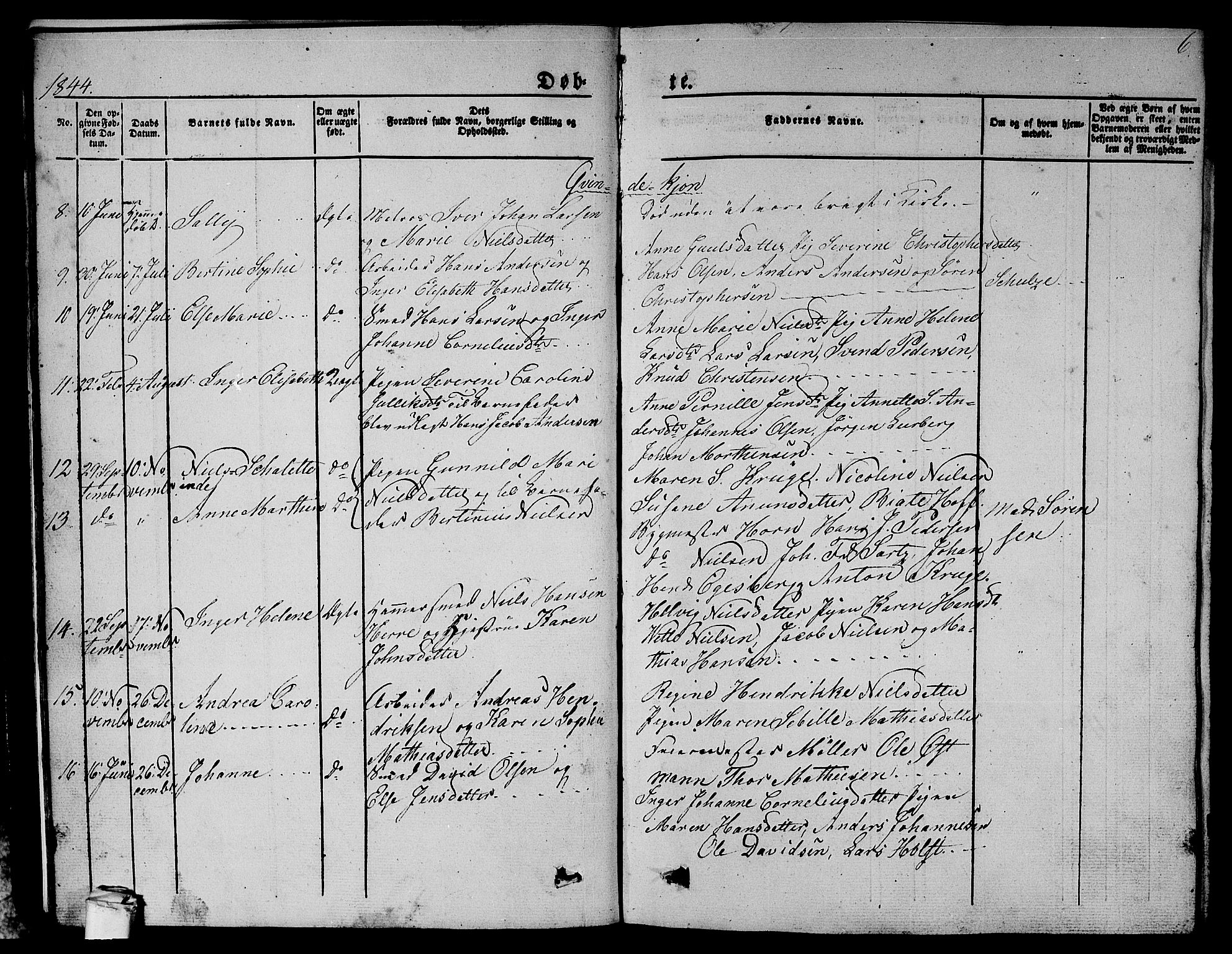 Larvik kirkebøker, AV/SAKO-A-352/G/Gb/L0002: Parish register (copy) no. II 2, 1843-1866, p. 6