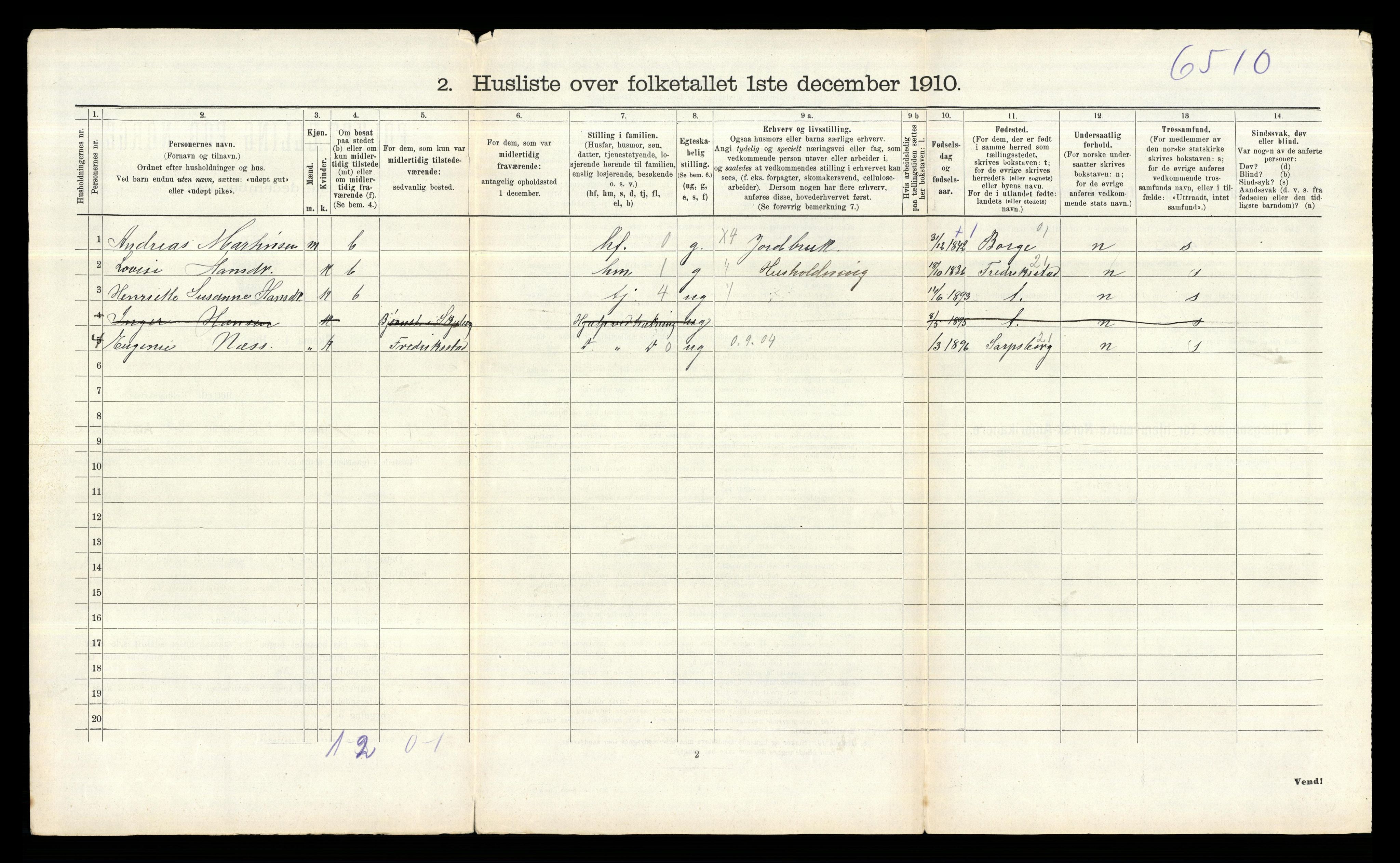 RA, 1910 census for Skjeberg, 1910, p. 381