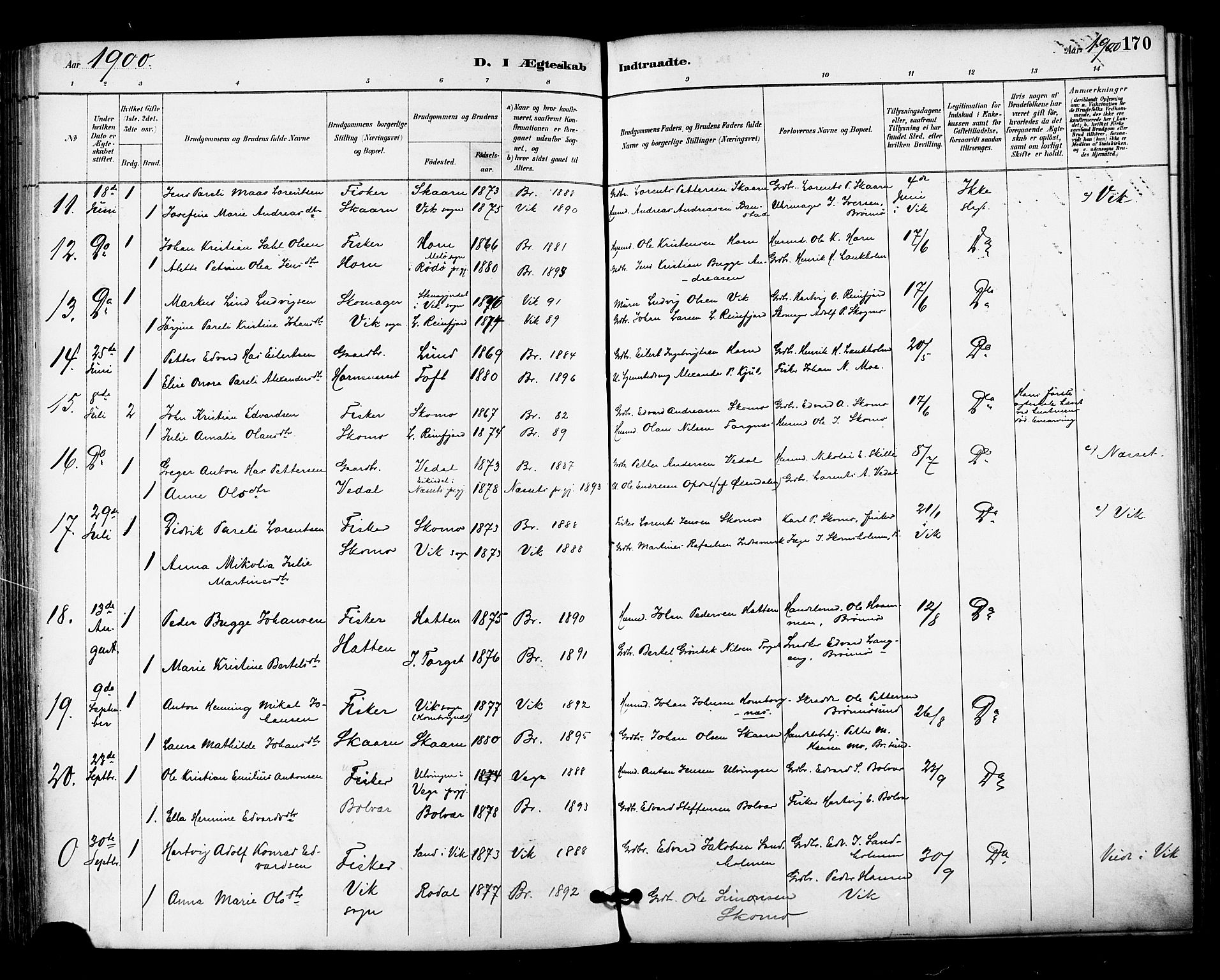 Ministerialprotokoller, klokkerbøker og fødselsregistre - Nordland, AV/SAT-A-1459/813/L0200: Parish register (official) no. 813A10, 1886-1900, p. 170