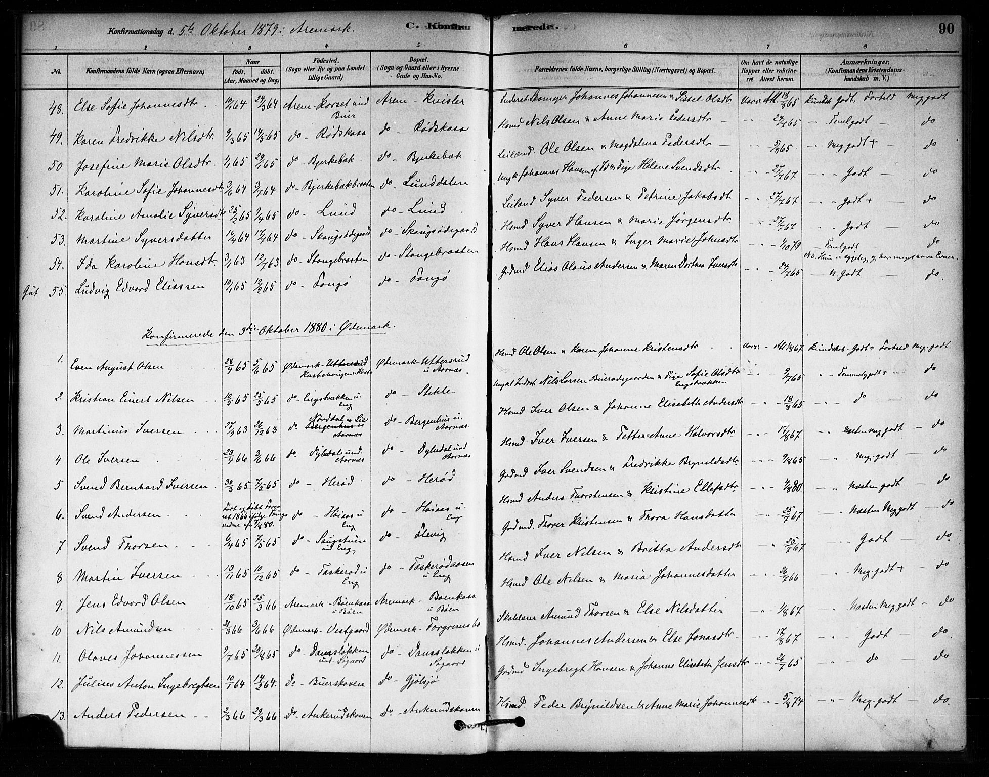 Aremark prestekontor Kirkebøker, AV/SAO-A-10899/F/Fa/L0005: Parish register (official) no. I 5, 1878-1897, p. 90