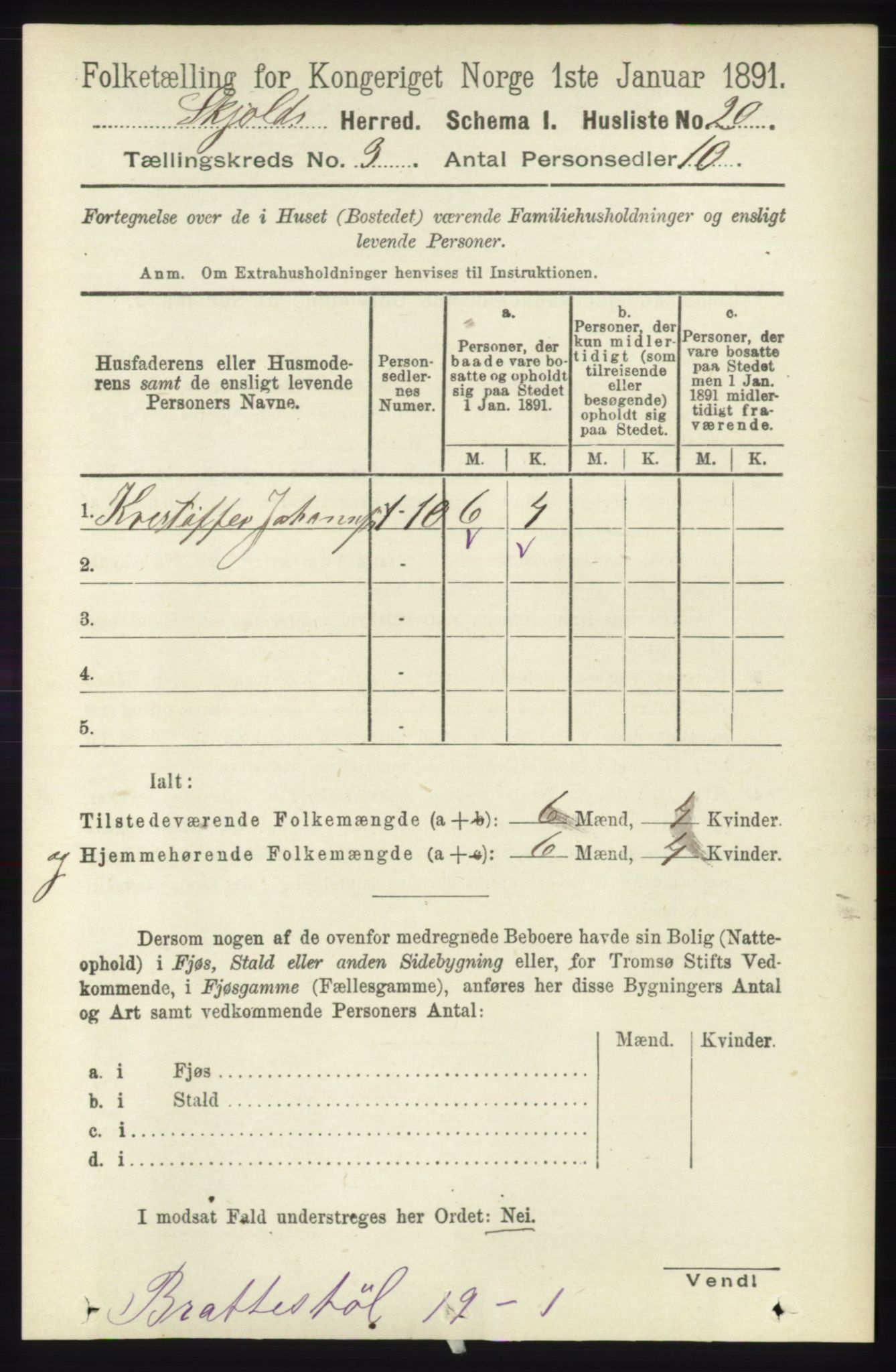 RA, 1891 census for 1154 Skjold, 1891, p. 378