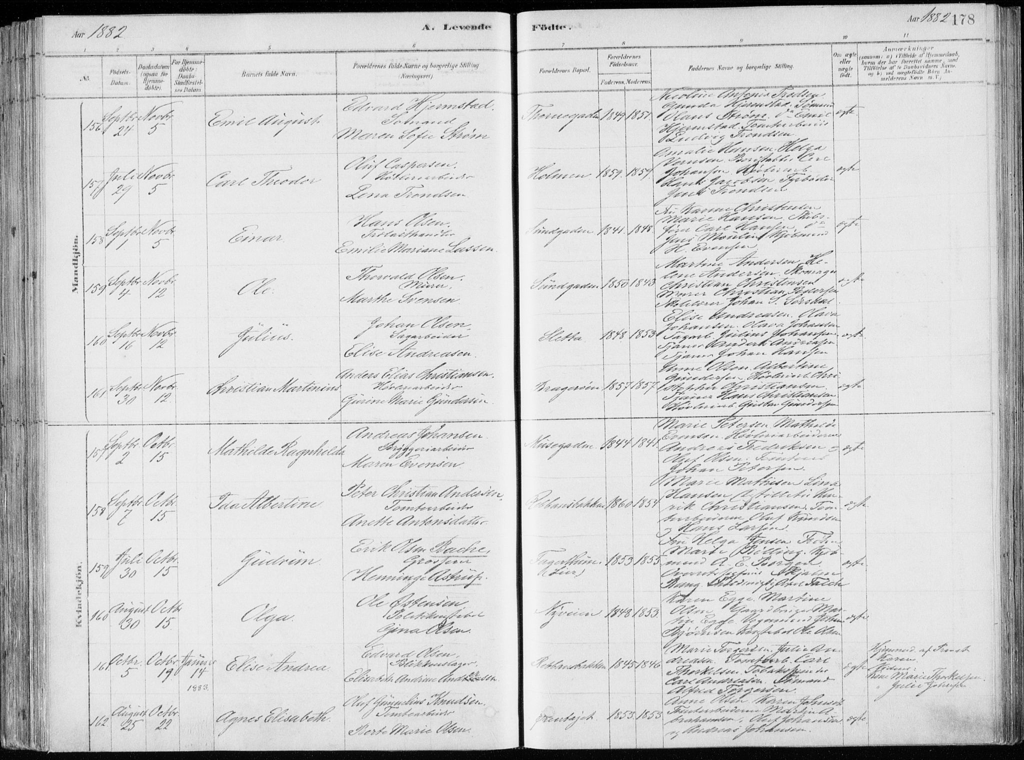 Bragernes kirkebøker, AV/SAKO-A-6/F/Fb/L0006a: Parish register (official) no. II 6A, 1878-1885, p. 178