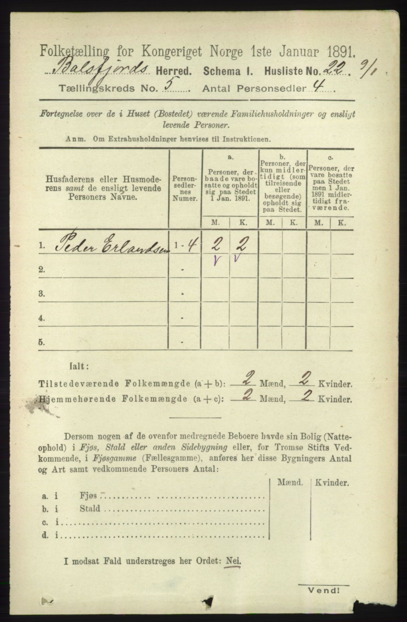 RA, 1891 census for 1933 Balsfjord, 1891, p. 1427