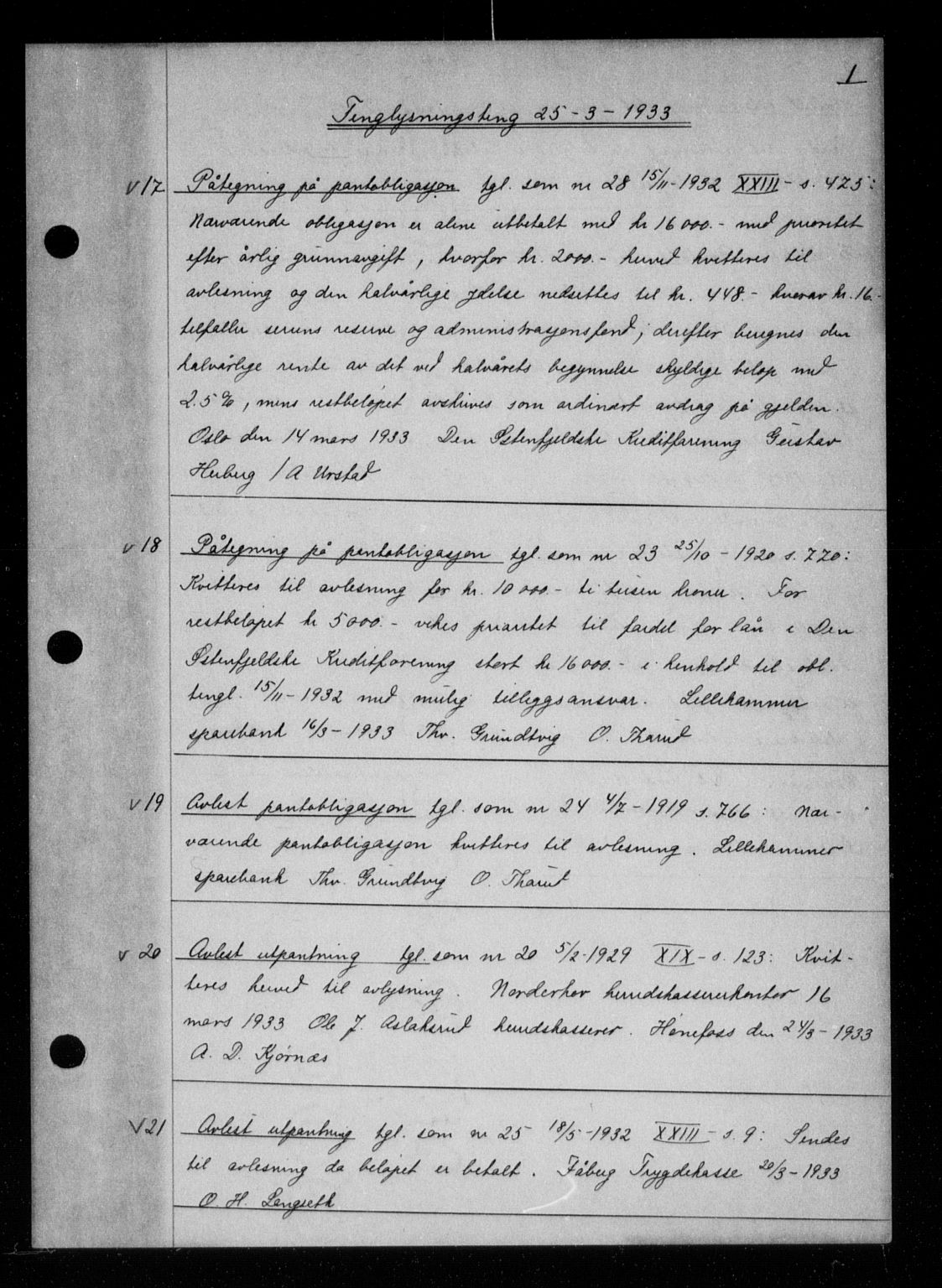 Sør-Gudbrandsdal tingrett, SAH/TING-004/H/Hb/Hbb/L0024: Mortgage book no. II 24, 1933-1934, p. 1