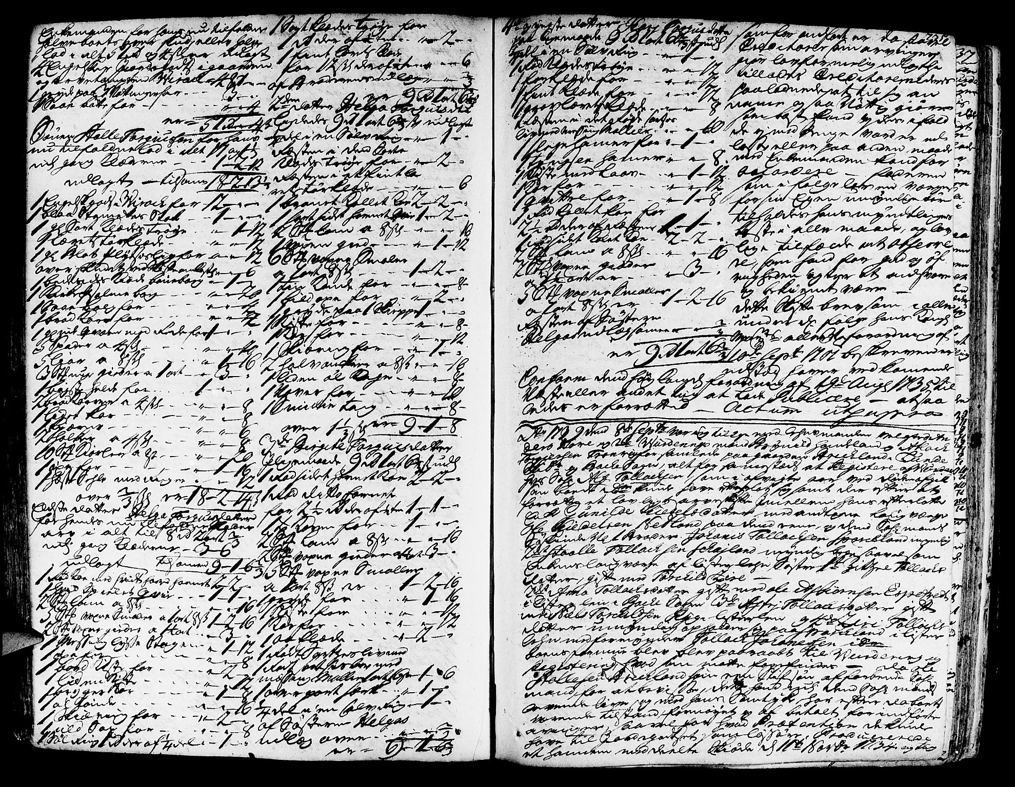 Jæren og Dalane sorenskriveri, SAST/A-100306/5/50BA/L0006B: SKIFTEPROTOKOLL, 1722-1739, p. 734b-735a
