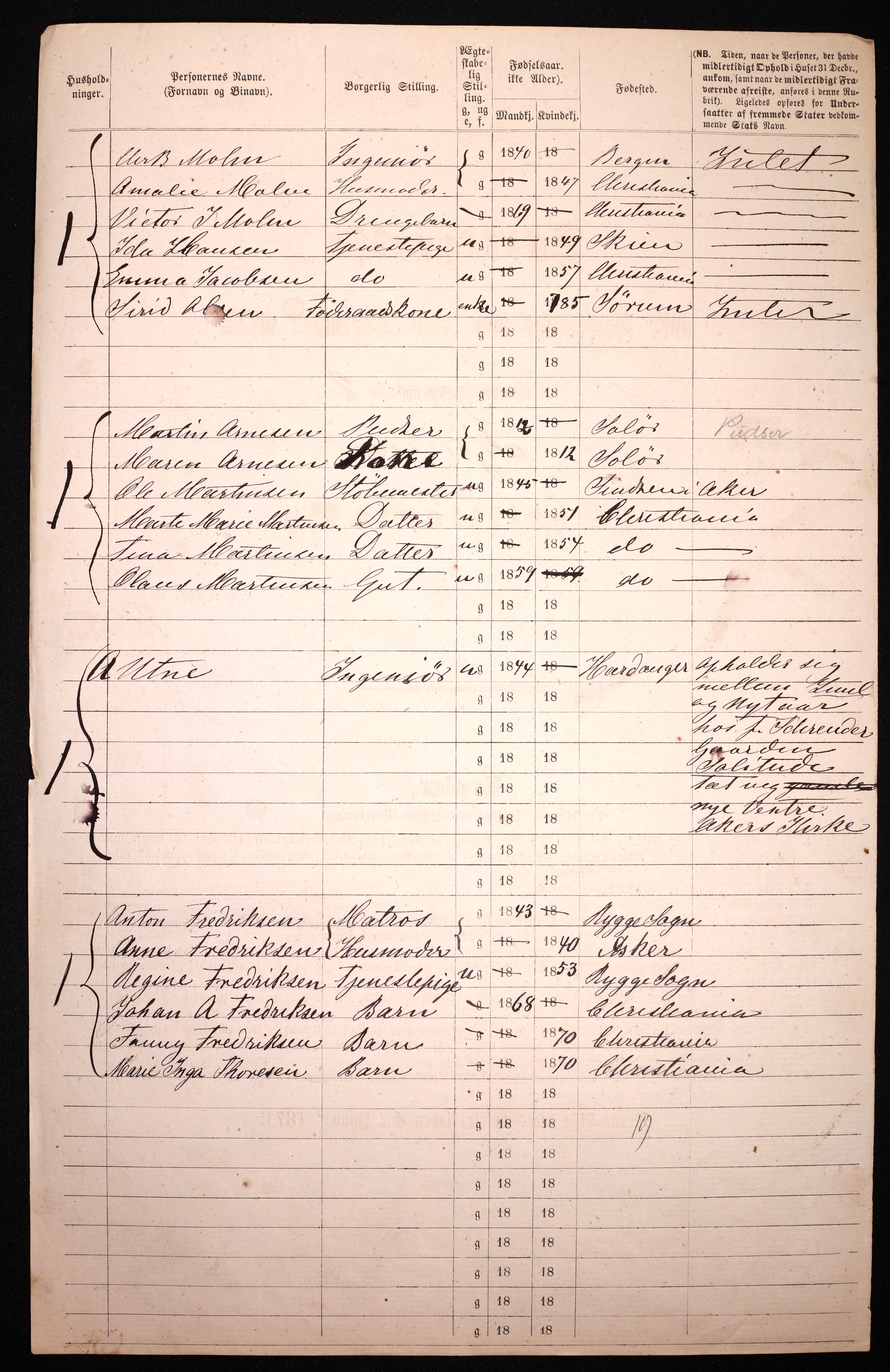 RA, 1870 census for 0301 Kristiania, 1870, p. 955