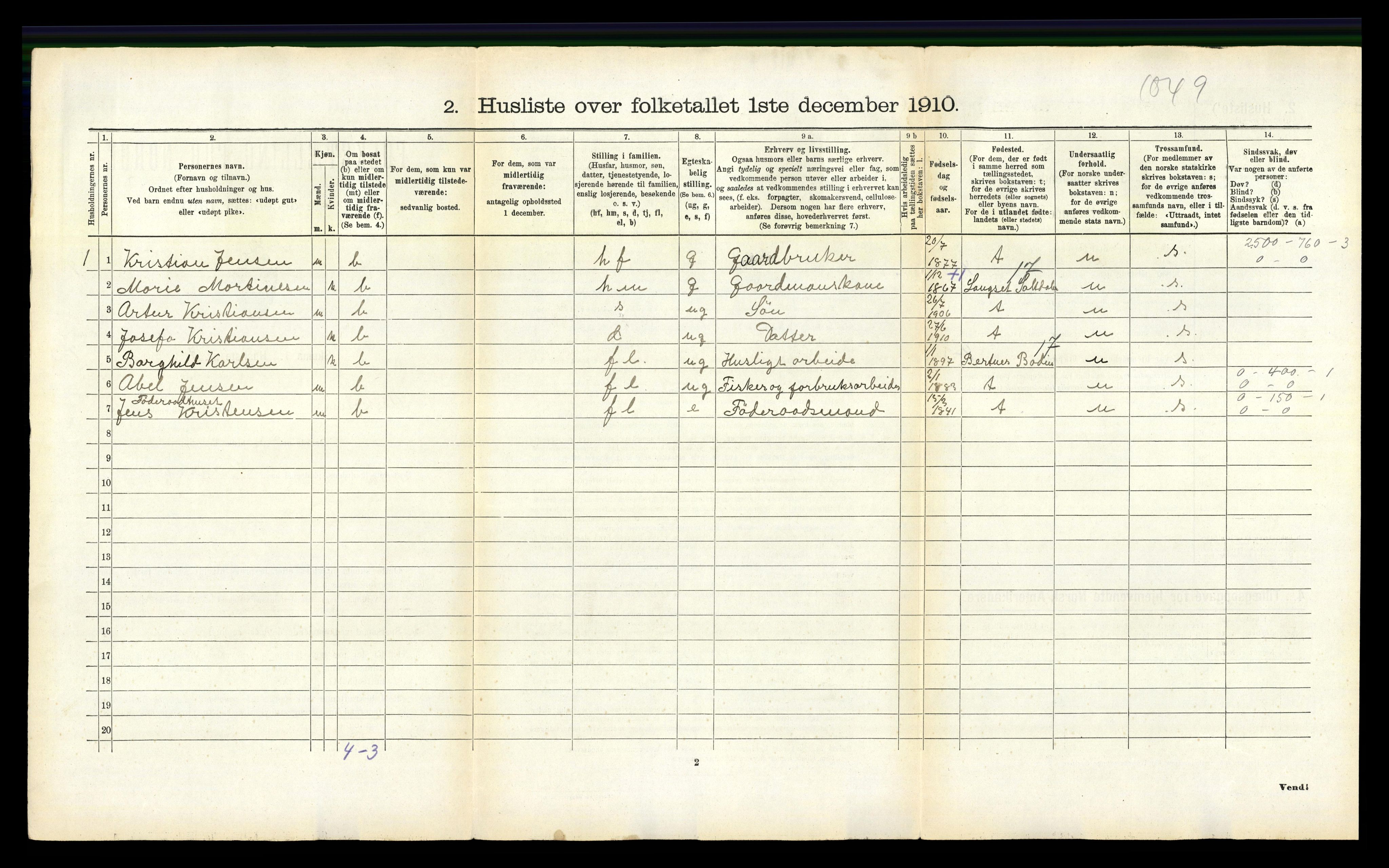 RA, 1910 census for Ankenes, 1910, p. 118