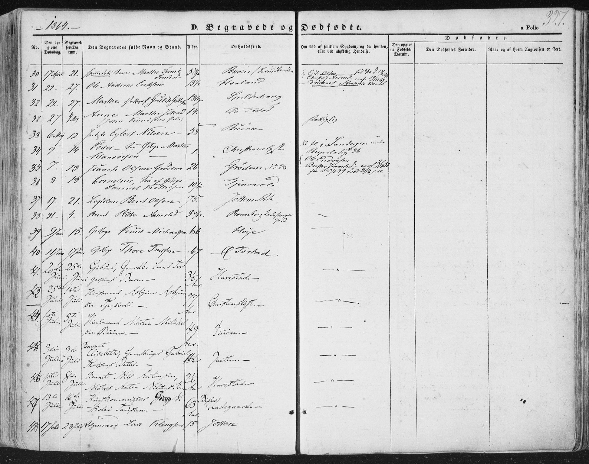 Hetland sokneprestkontor, AV/SAST-A-101826/30/30BA/L0002: Parish register (official) no. A 2, 1849-1869, p. 327