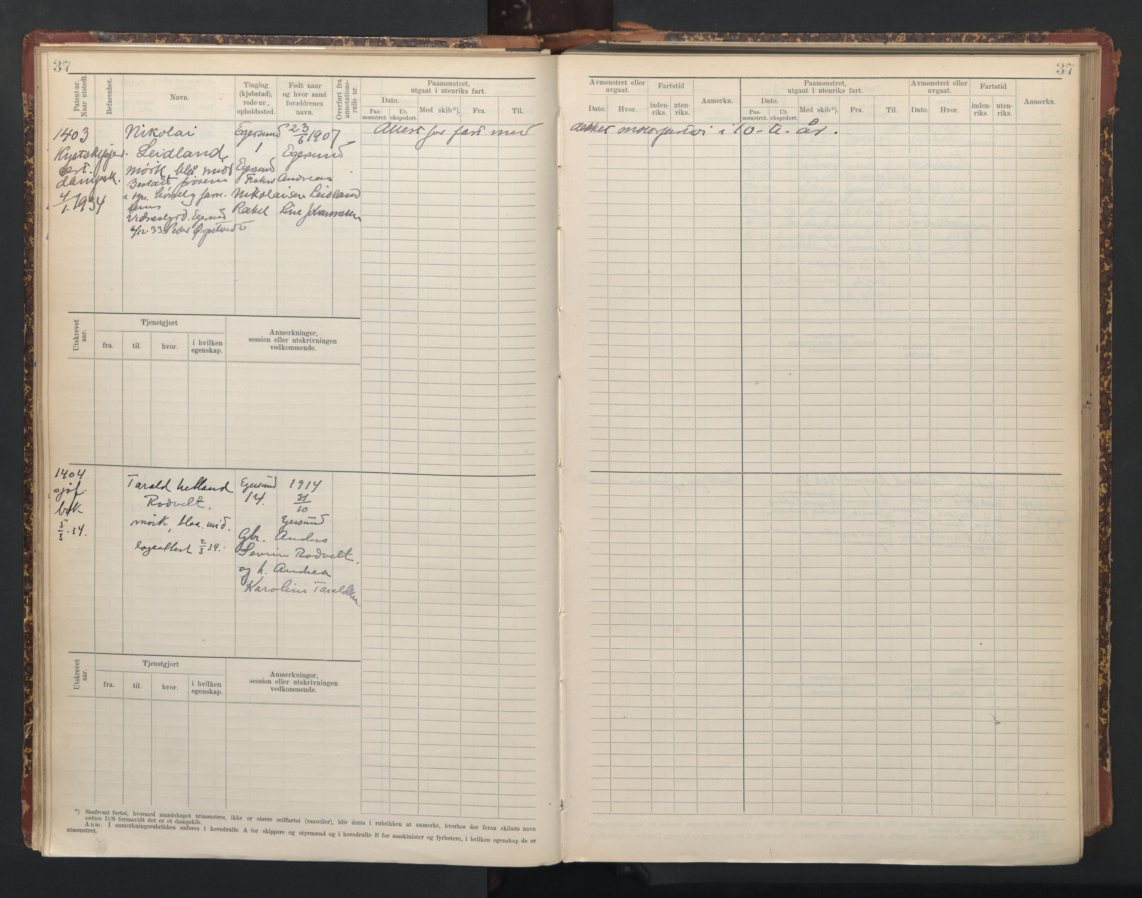 Egersund mønstringskrets, AV/SAK-2031-0019/F/Fb/L0003: Hovedrulle nr 1331-1567, O-5, 1900-1948, p. 39