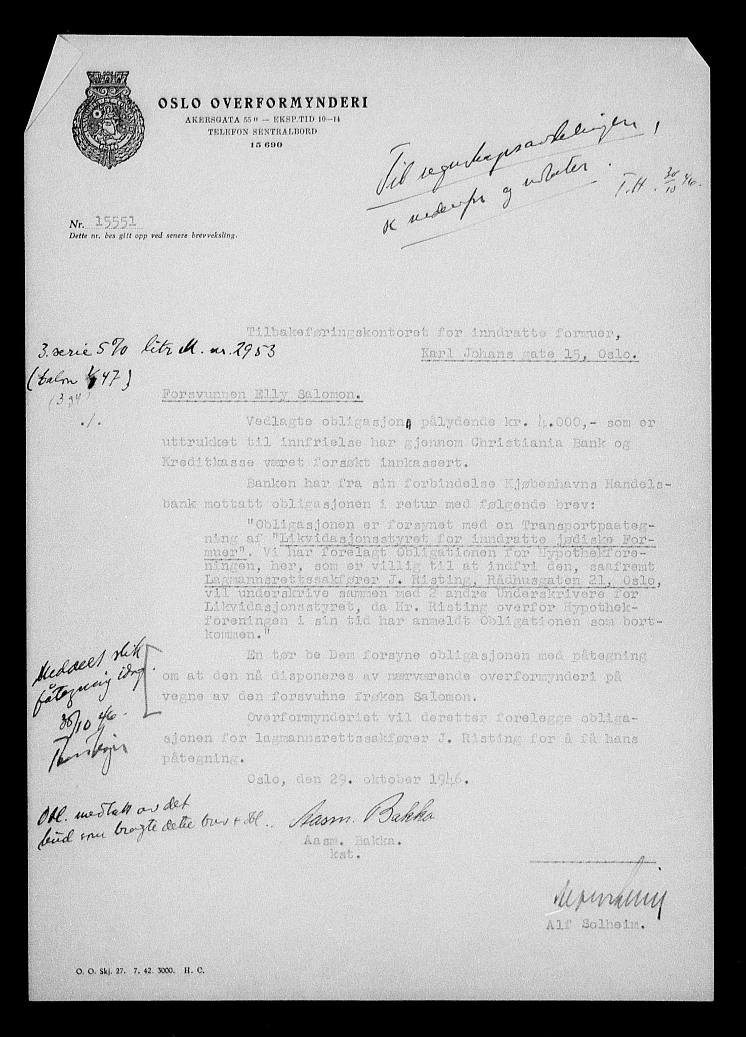 Justisdepartementet, Tilbakeføringskontoret for inndratte formuer, AV/RA-S-1564/H/Hc/Hcc/L0976: --, 1945-1947, p. 15