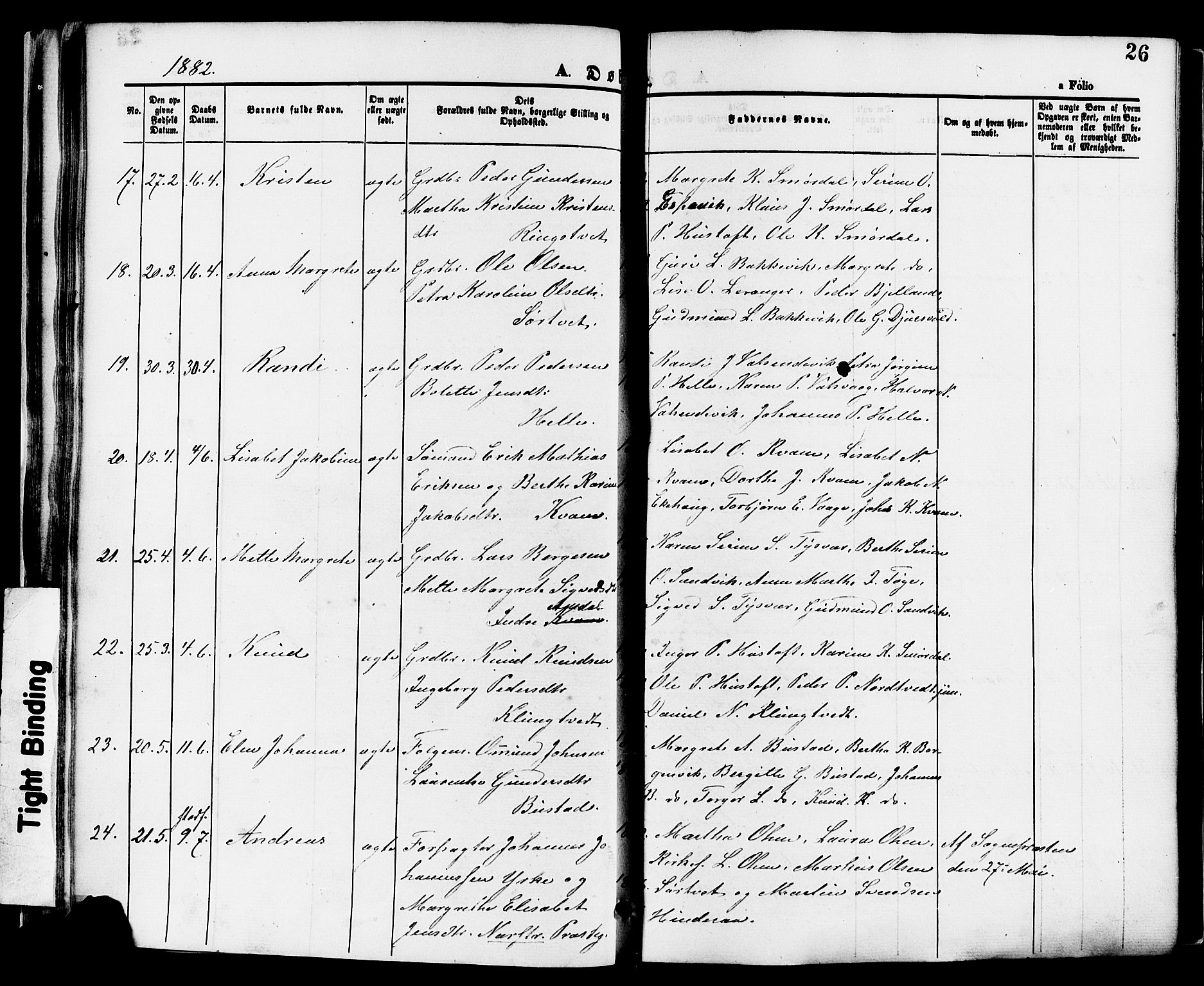 Nedstrand sokneprestkontor, SAST/A-101841/01/IV: Parish register (official) no. A 11, 1877-1887, p. 26