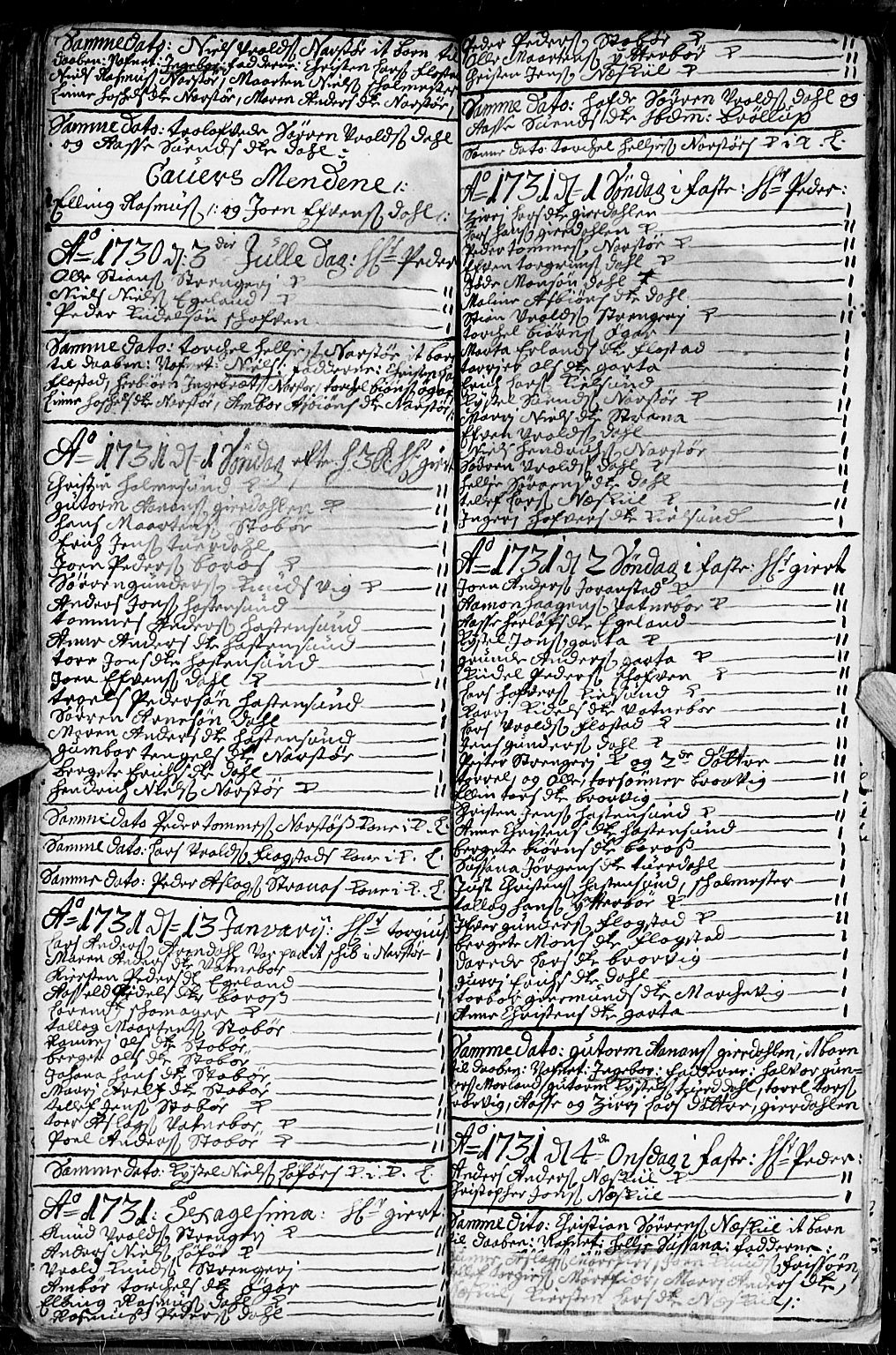 Dypvåg sokneprestkontor, AV/SAK-1111-0007/F/Fb/Fba/L0003: Parish register (copy) no. B 3, 1715-1738, p. 128