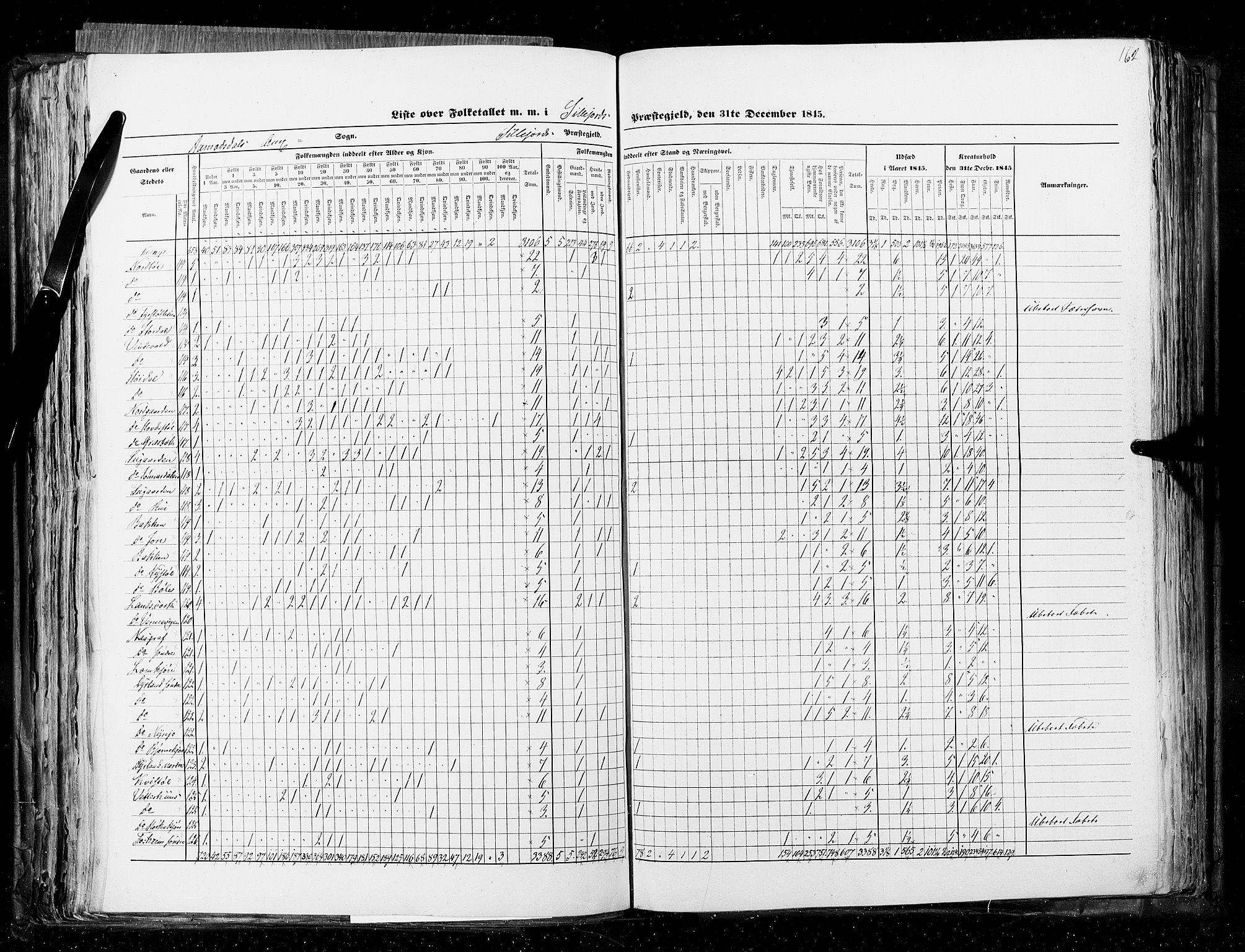 RA, Census 1845, vol. 5: Bratsberg amt og Nedenes og Råbyggelaget amt, 1845, p. 162